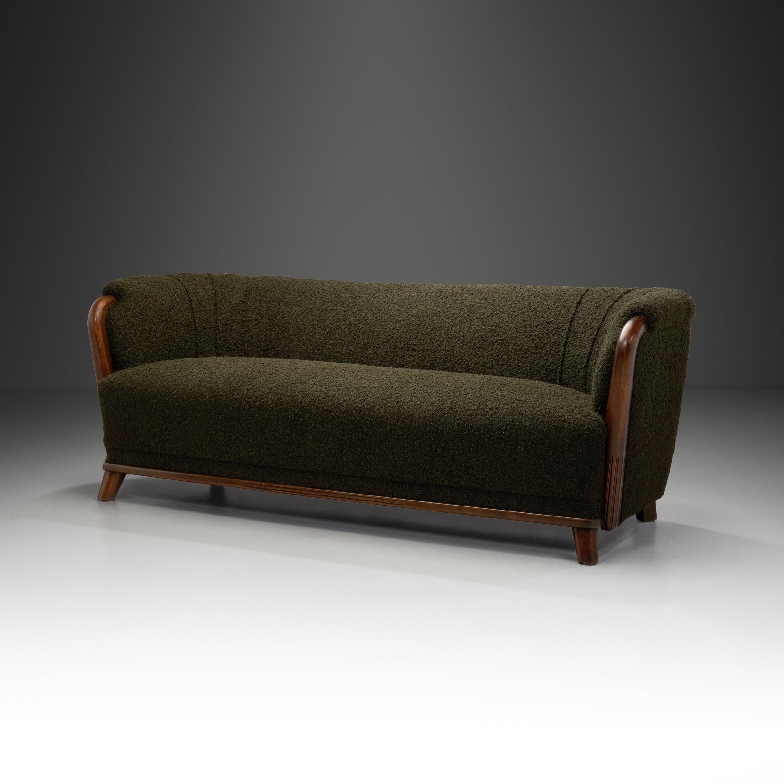Scandinavian Modern Sofa with Dark Green Upholstery, Scandinavia 1940s (sold)