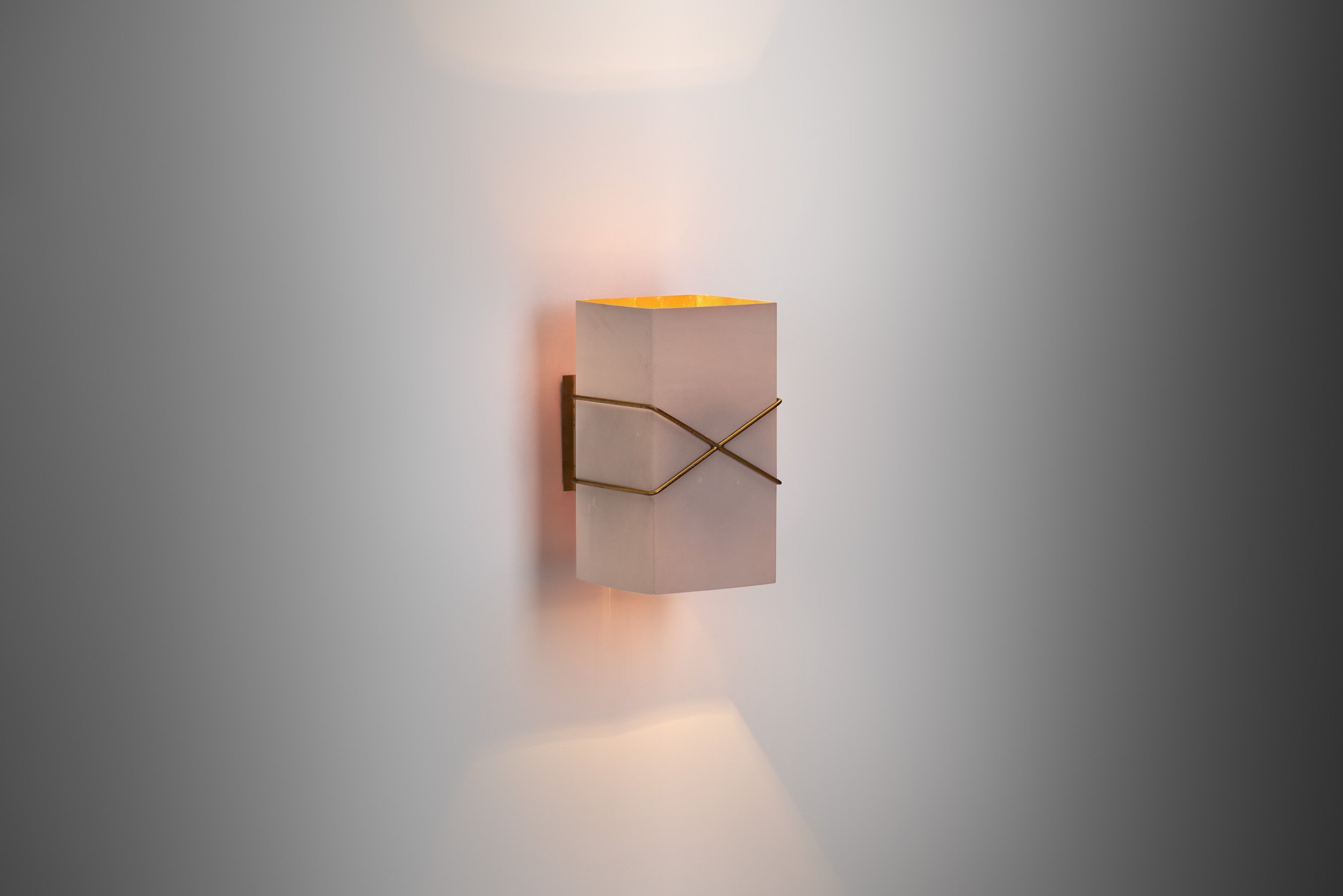 Brass and Acrylic Wall Sconce Model "418B" by Hans Bergström for Ateljé Lyktan, Sweden 1950s