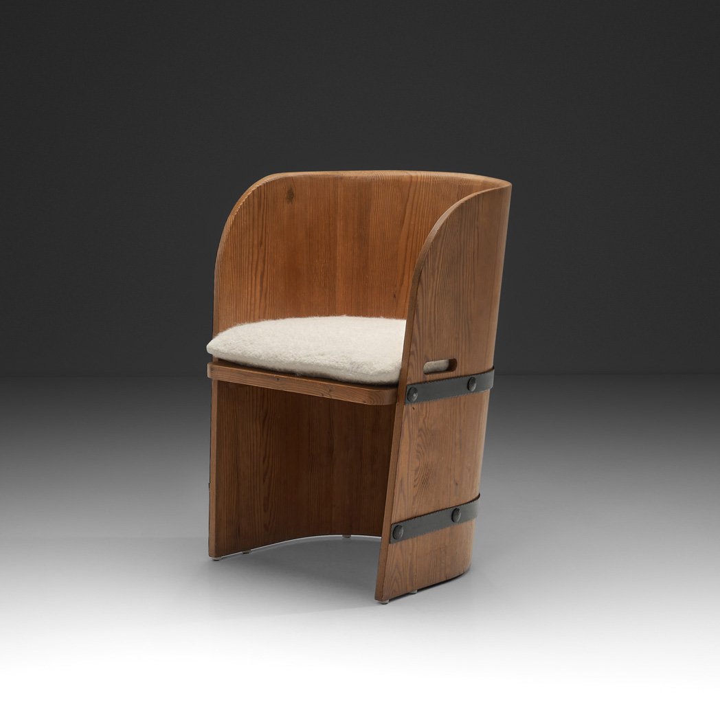 Pine Barrel Armchair by Åby Möbelfabrik, Sweden 1940s