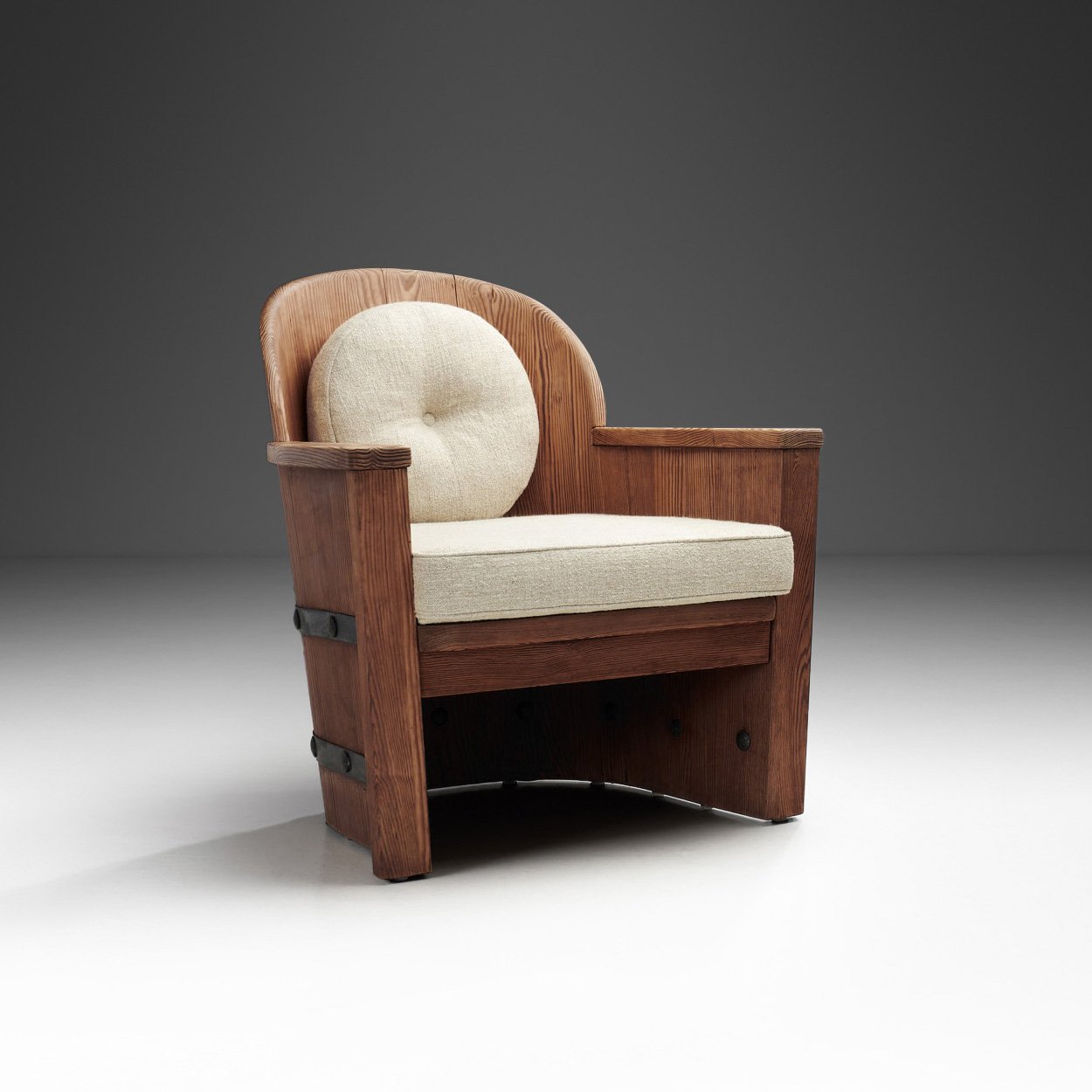 Pine and Iron Armchair for Åby Möbelfabrik, Sweden 1940s (sold)