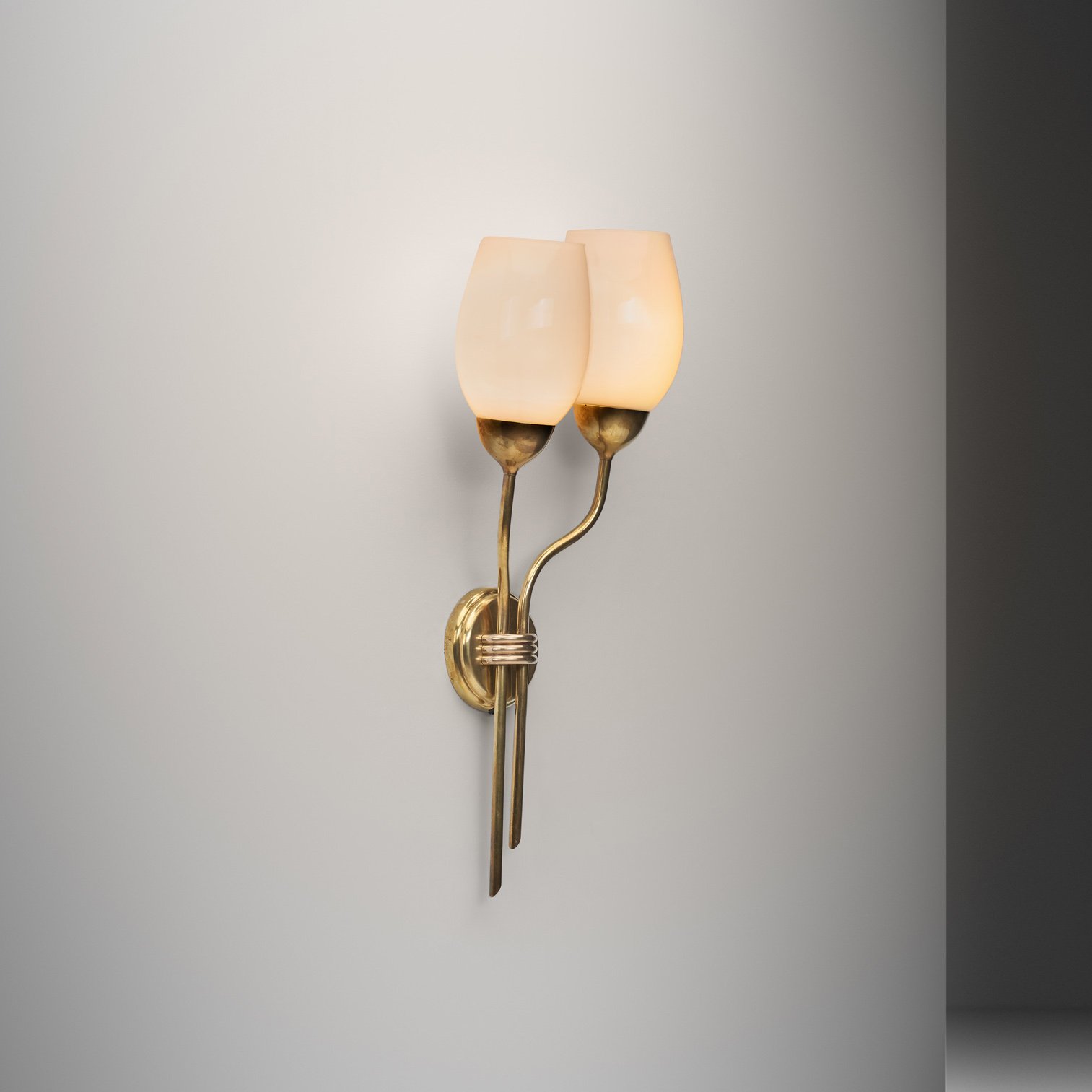 Brass and Opal Wall Lamp by Itsu, Finland Mid-20th Century