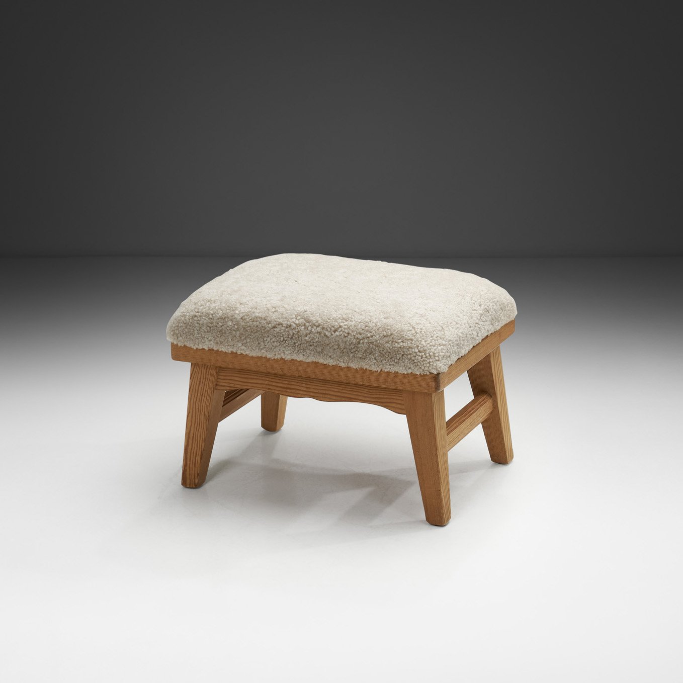 Krogenæs Møbler Stool with Sheepskin Seat, Norway Mid-20th Century