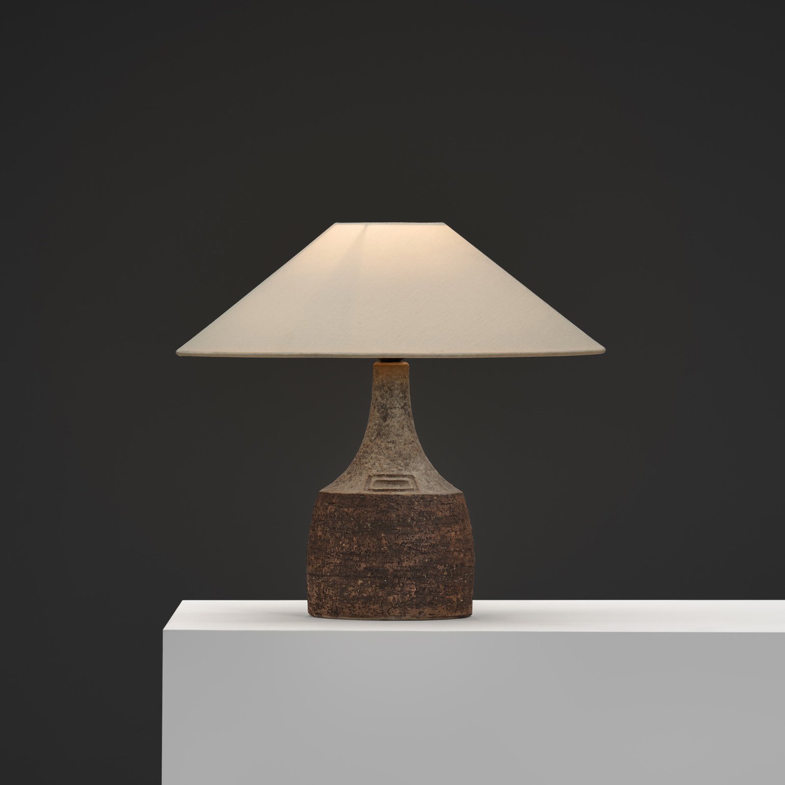 Glazed Chamotte Table Lamp by Fridtjof Sejersen for Sejer Keramik, Denmark ca 1960s