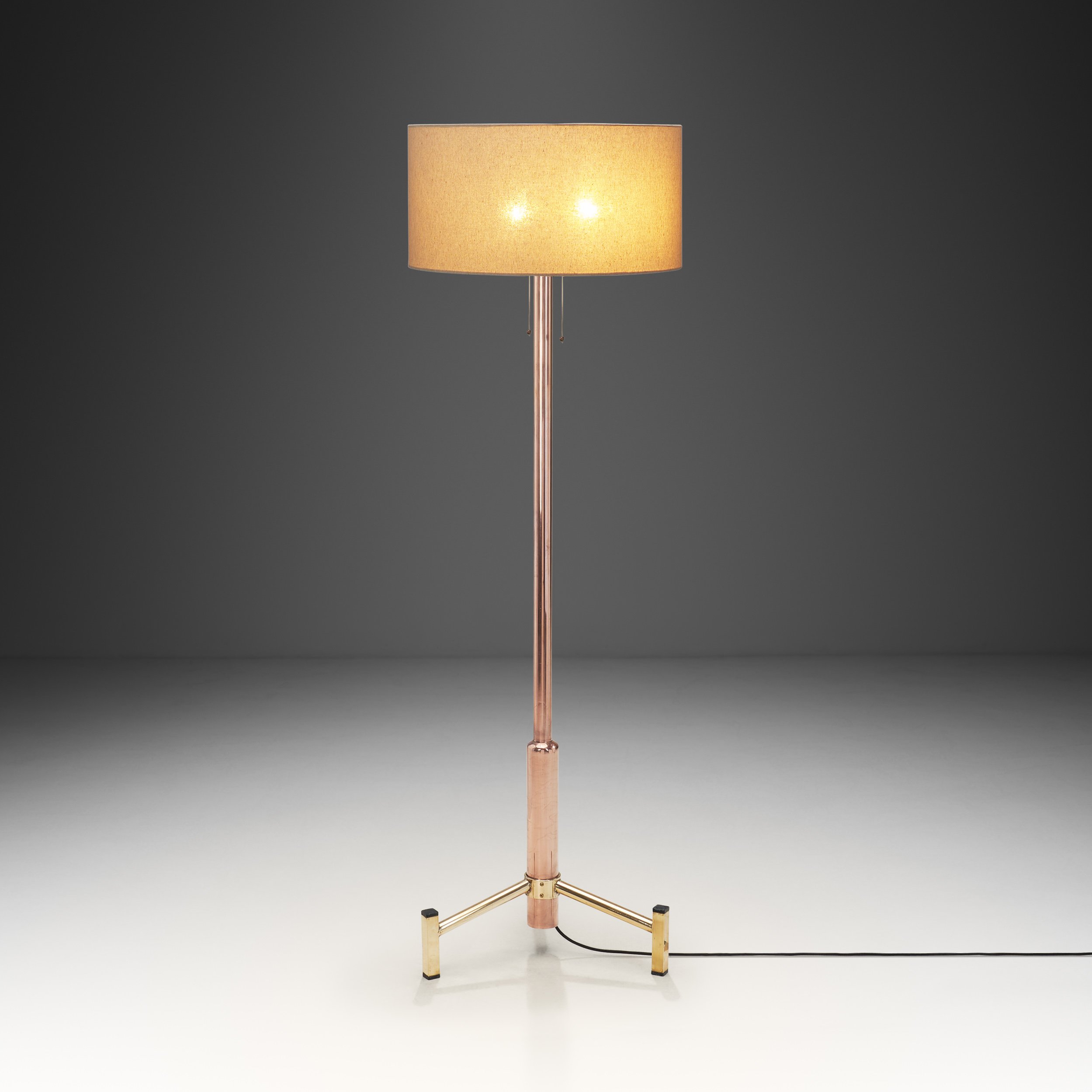 Mid-Century Modern Brass Base Floor Lamp, Europe circa 1950s