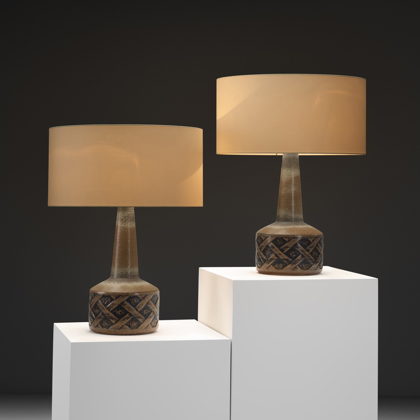 Pair of Model "1208-3" Ceramic Table Lamps by Søholm, Denmark 1960s