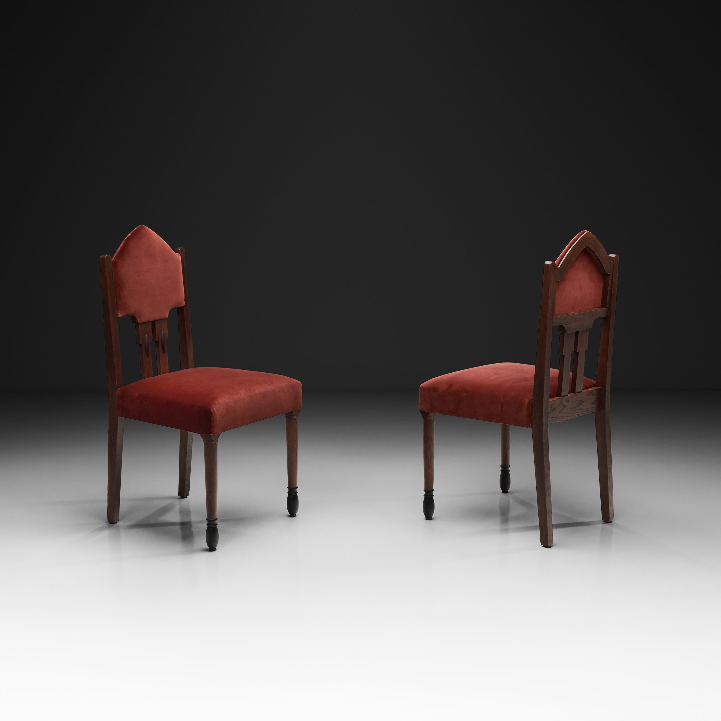 Pair of Art Deco Amsterdamse School Chairs, the Netherlands ca 1930s
