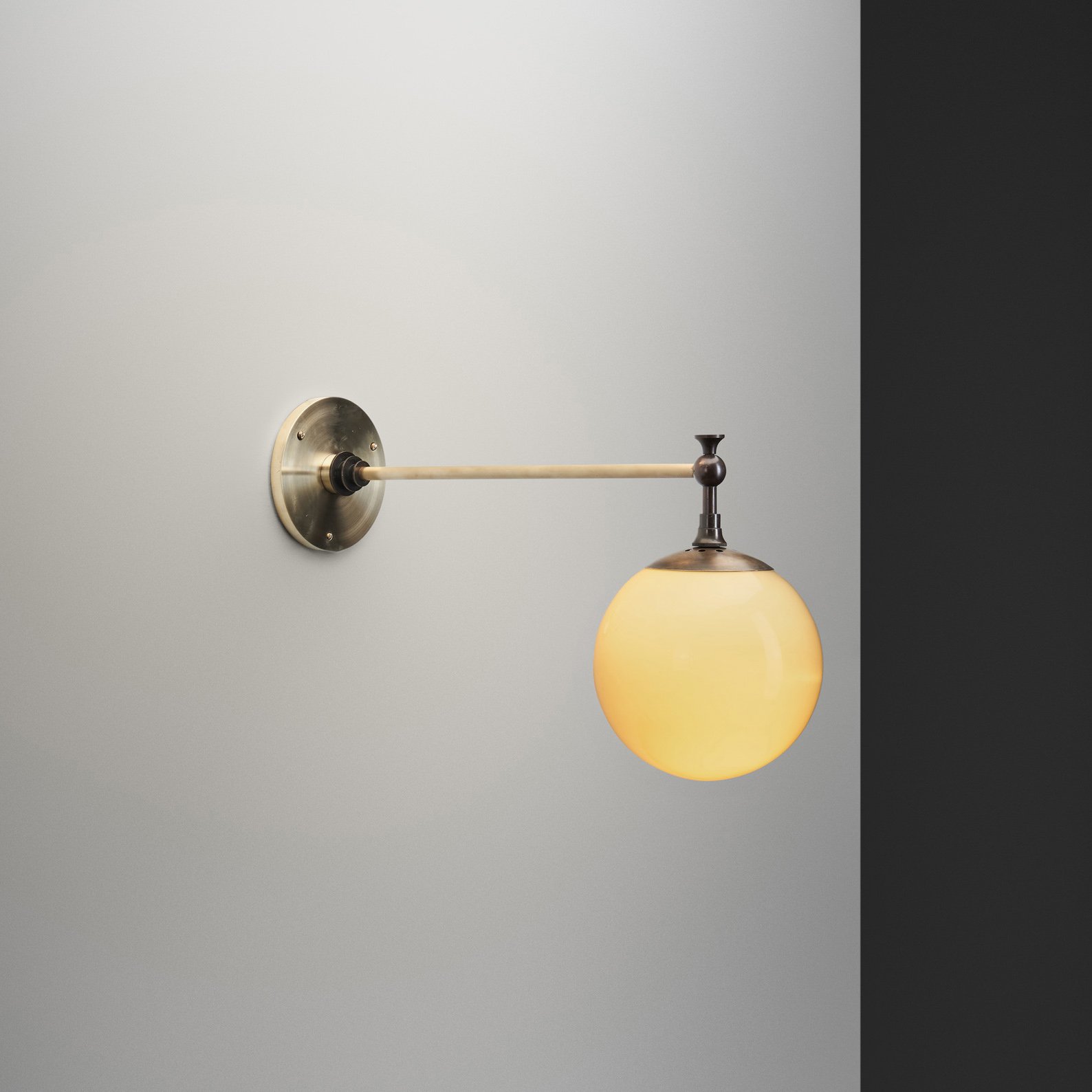 Art Deco Round Opal Glass Wall Light, Denmark ca 1940s