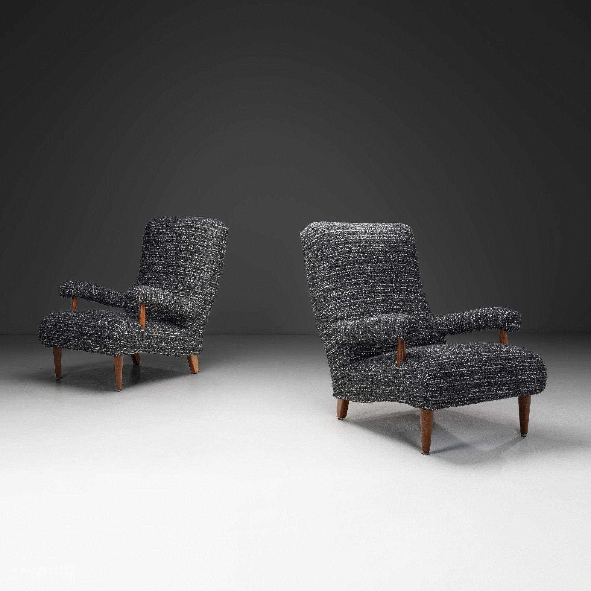 Pair of Upholstered Modernist Armchairs, Europe First half of the 20th Century
