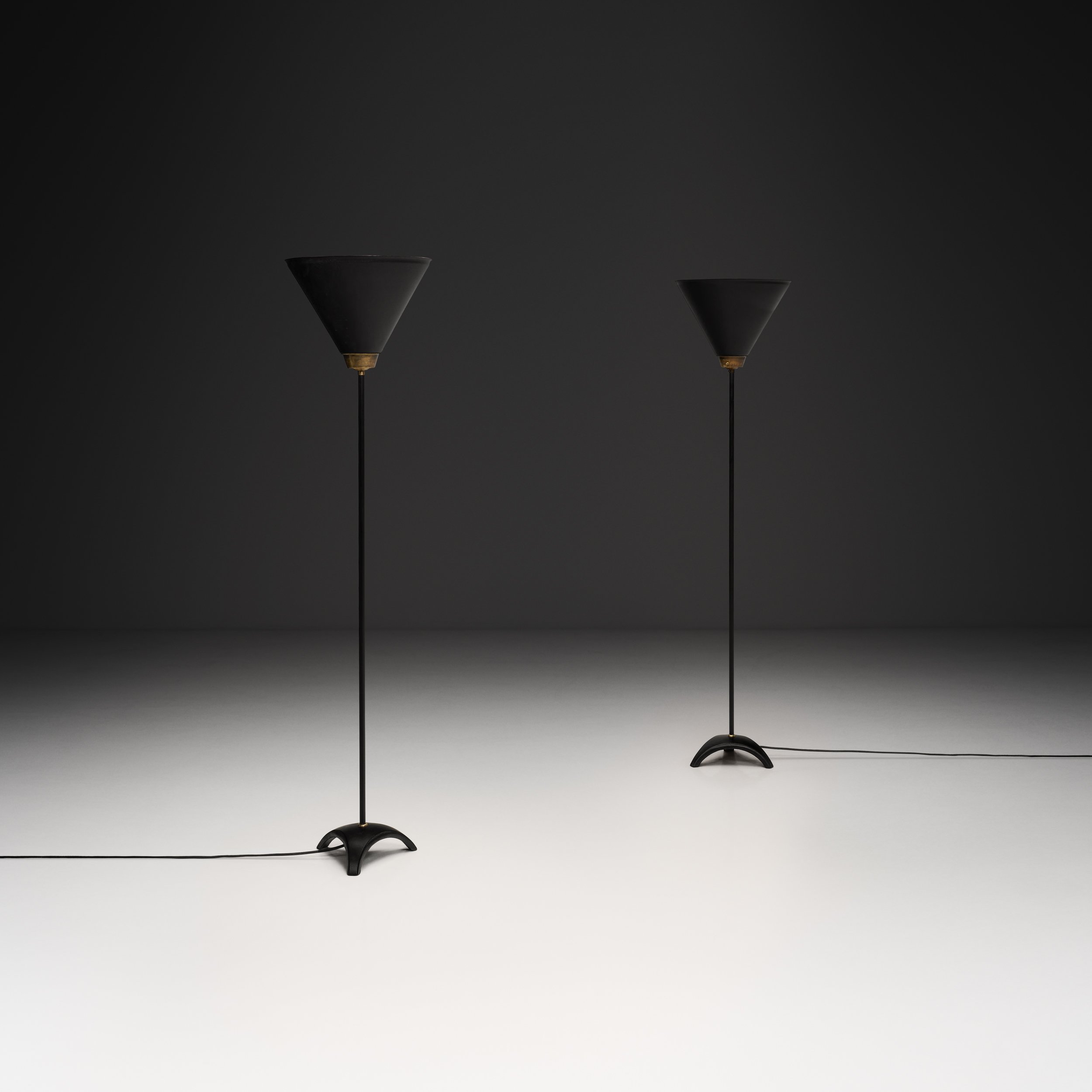 Pair of Model "G12" Floor Lamps by EWÅ, Sweden Mid-20th Century