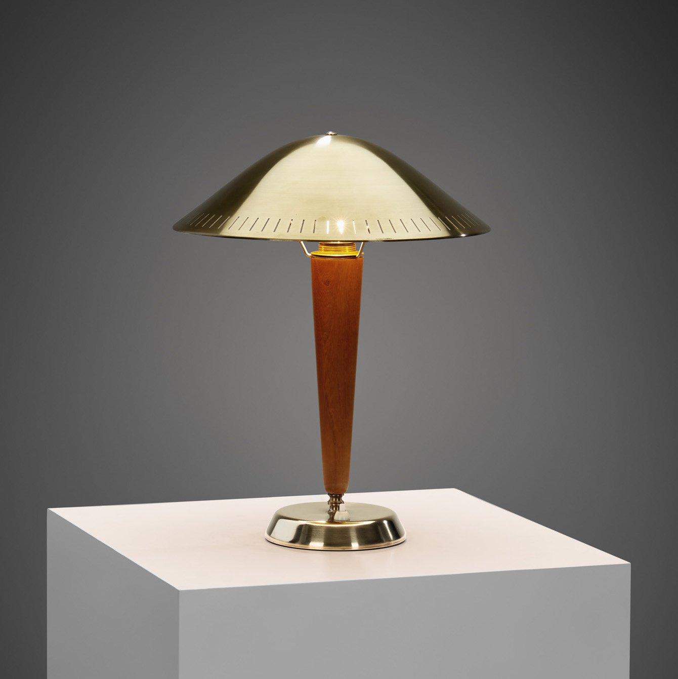 Model "EA1288" Brass and Wood Table Lamp for ASEA, Sweden ca 1940s