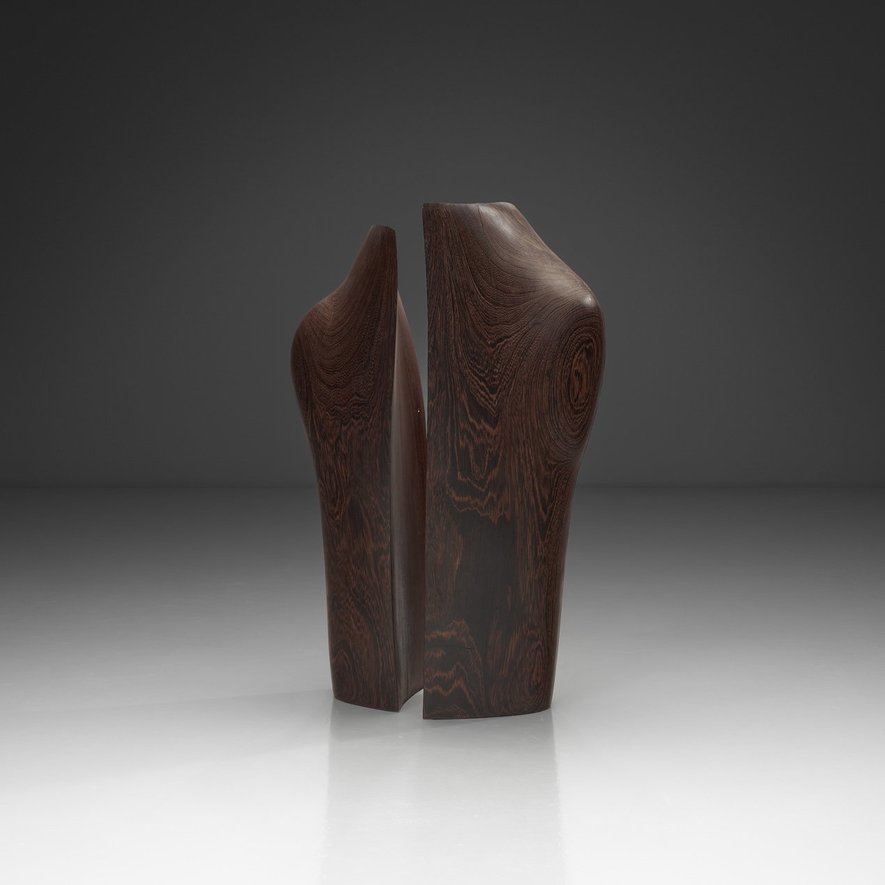 Model "Breathing" Solid Wengé Pair Sculpture by Ineke van Zuuren, The Netherlands 1970s