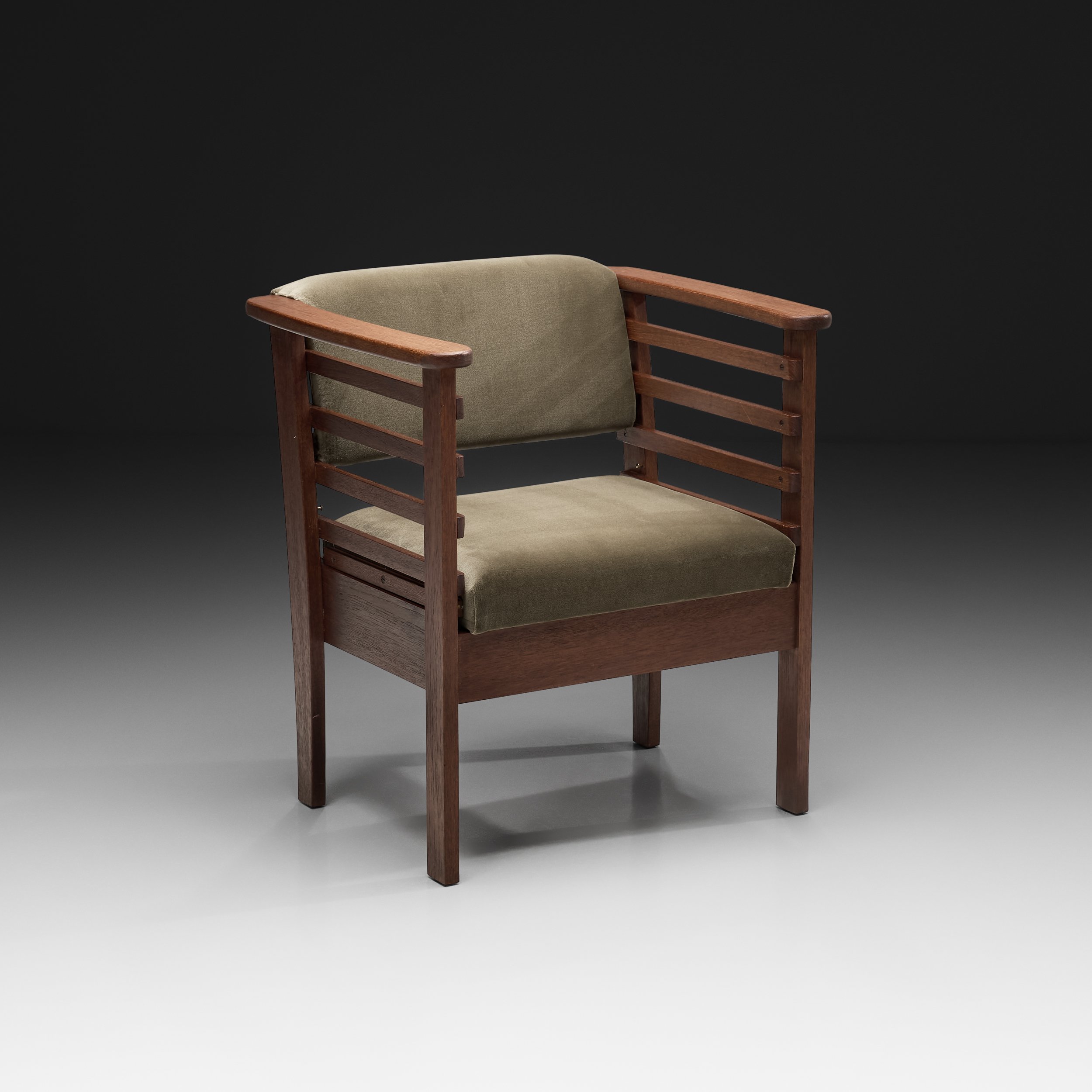 Danish Cabinetmaker Upholstered Armchair with Wooden Frame, Denmark First Half of the 20th Century