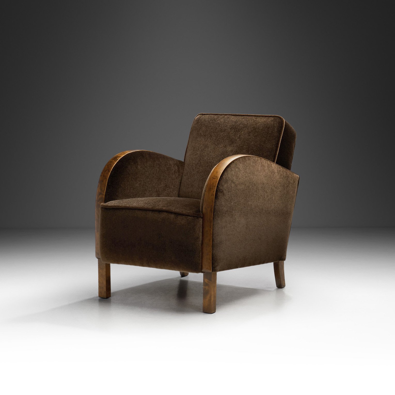 Stained Birch Art Deco Armchair, Europe ca 1930s (sold)