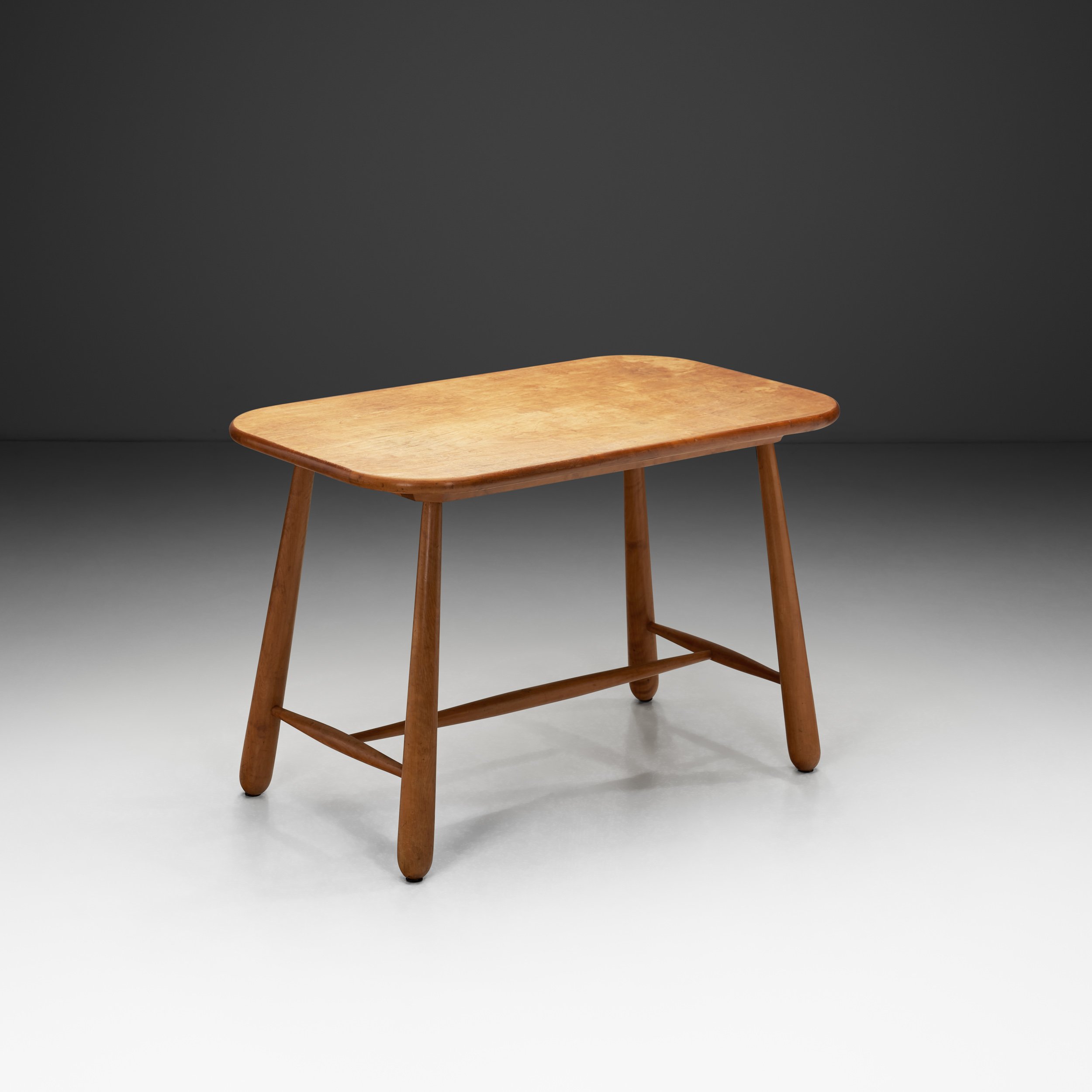Swedish Modern Birch Side Table with Turned Legs, Sweden ca 1940s