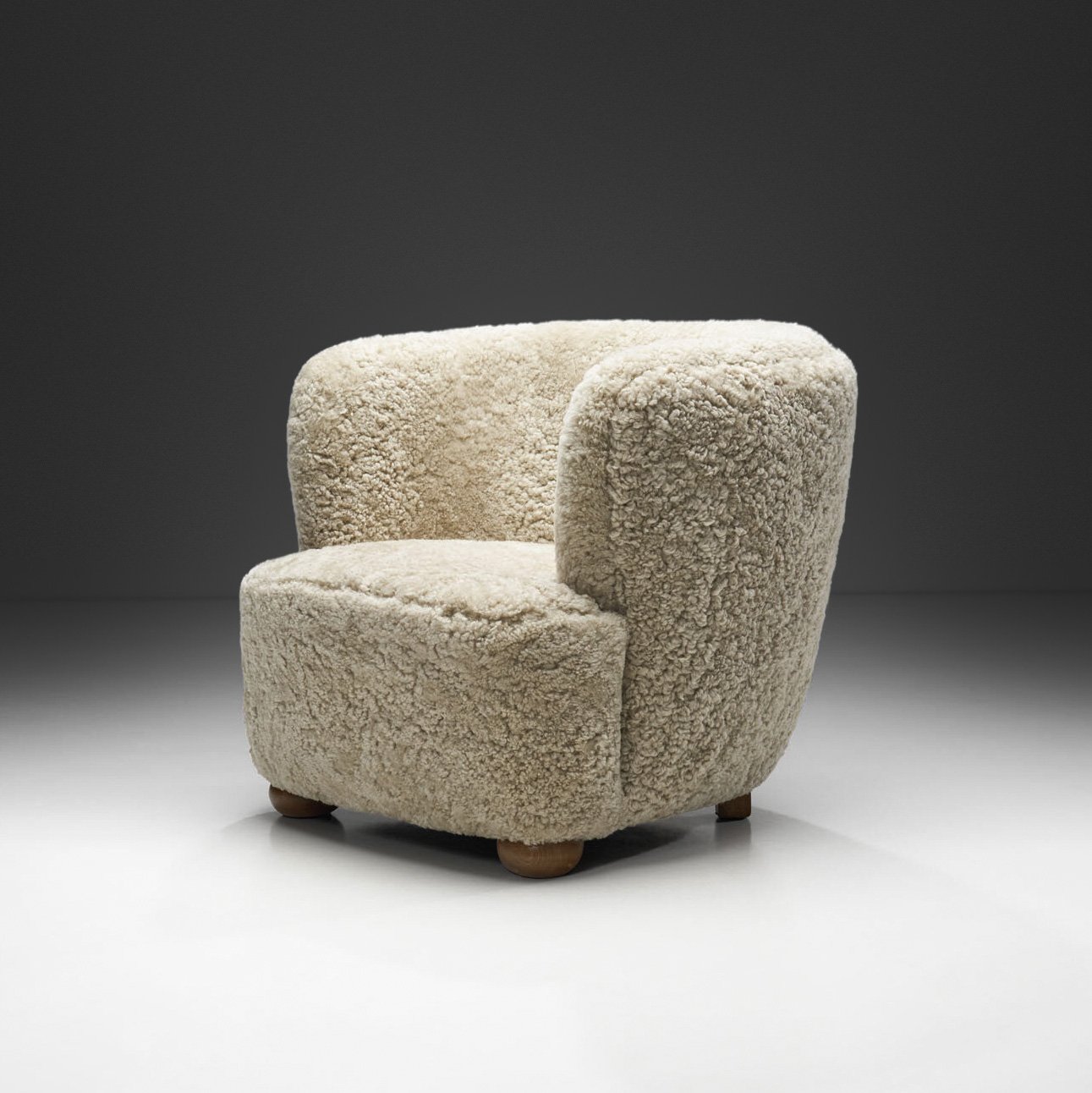 Danish Cabinetmaker Lounge Chair in Sheepskin, Denmark 1940s