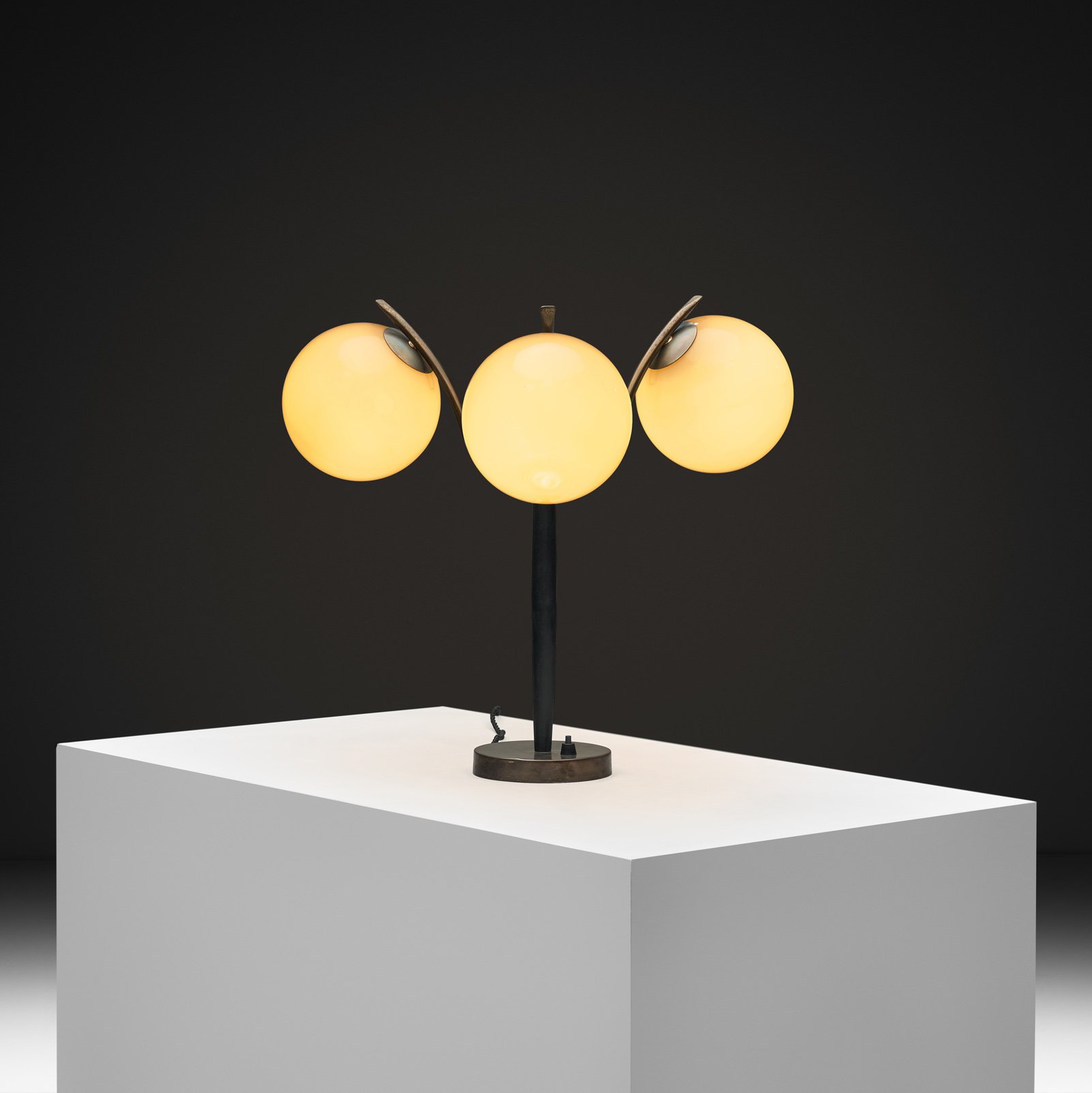 Three-Armed Swedish Grace Brass Table Lamp, Europe First half of the 20th Century
