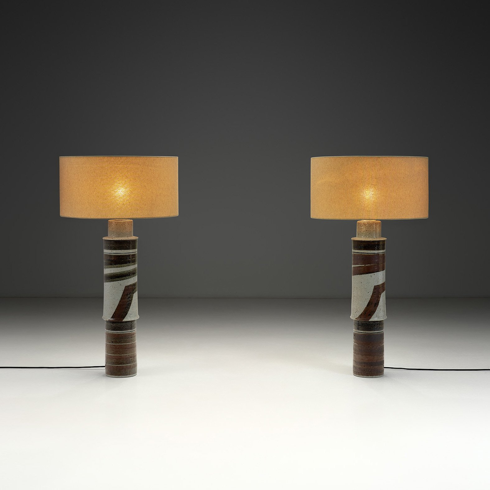 Pair of Glazed Stoneware Floor Lamps by Inger Persson for Rörstrand, Sweden 1960s (sold)