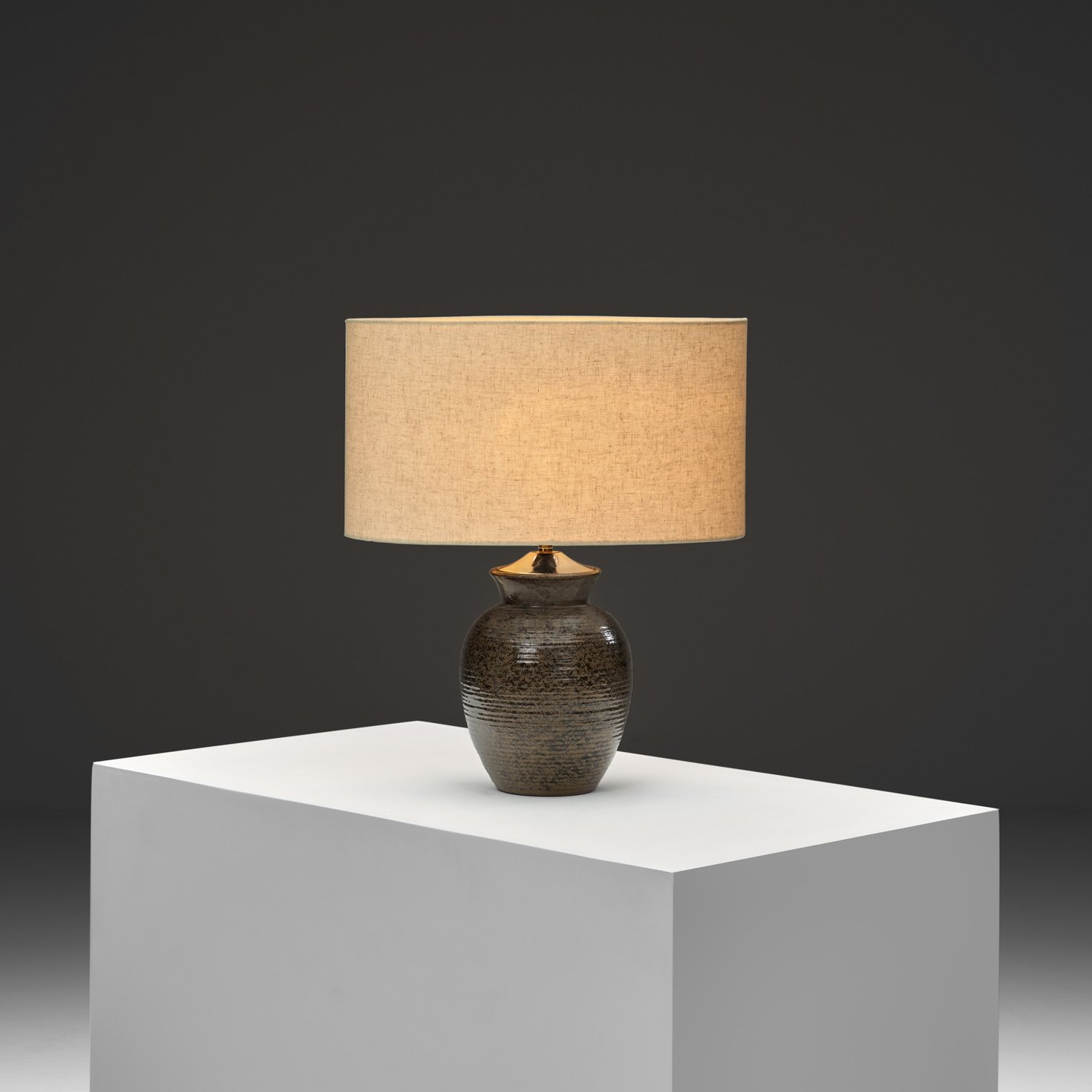 Stoneware Table Lamp by Kerttu Suvanto-Vaajakallio for Kupittaan Savi, Finland ca 1930s