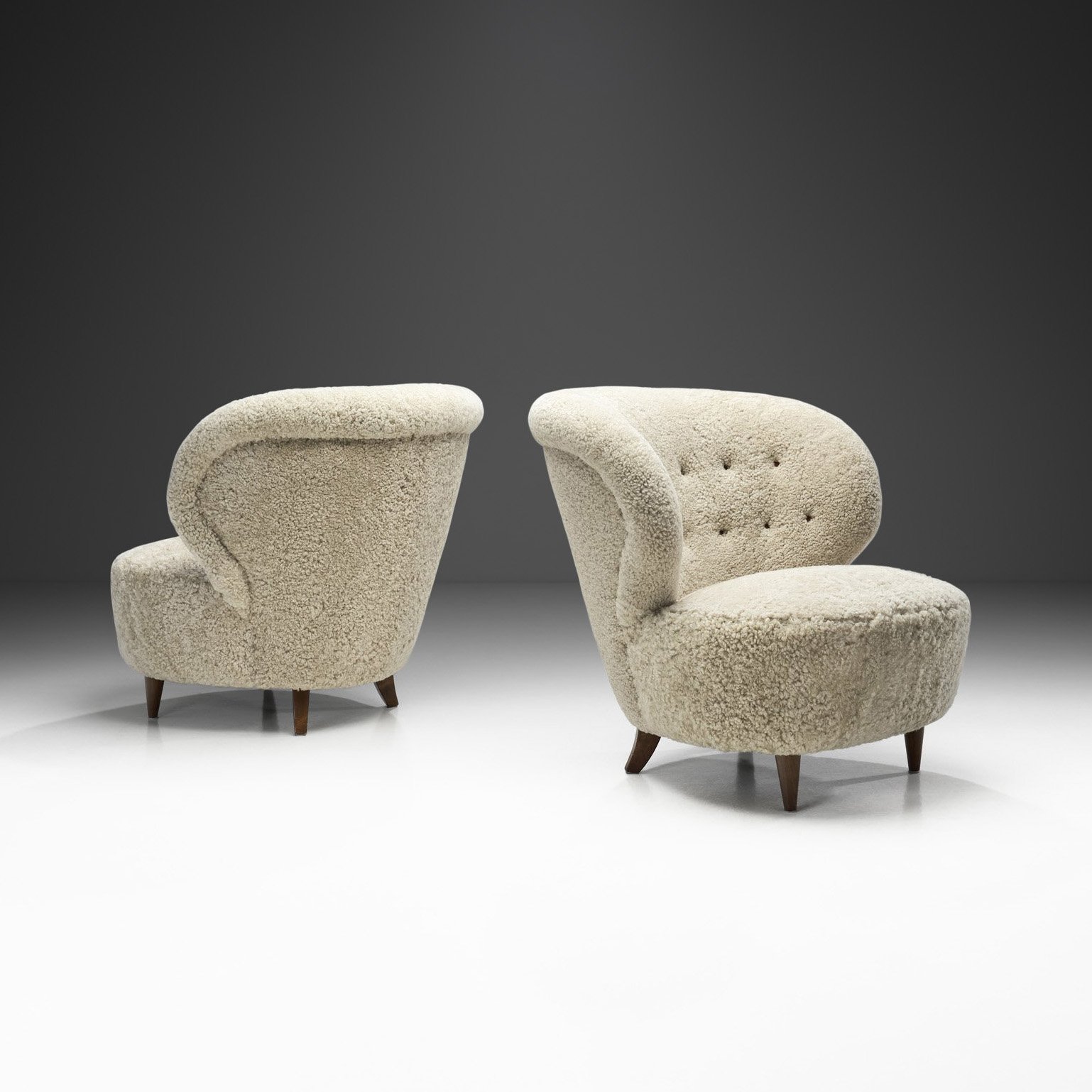 Mid-Century Danish Lounge Chairs in Sheepskin, Denmark 1950s