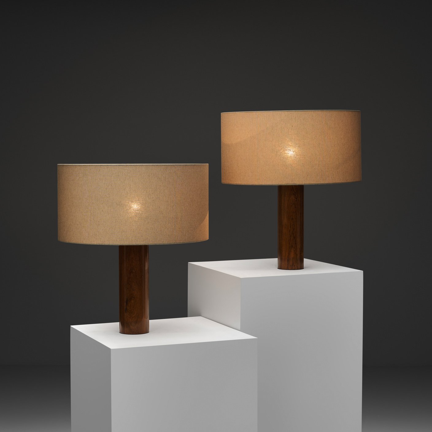 Pair of Wooden Table Lamps by Uno & Östen Kristiansson for Luxus, Sweden Mid-20th Century