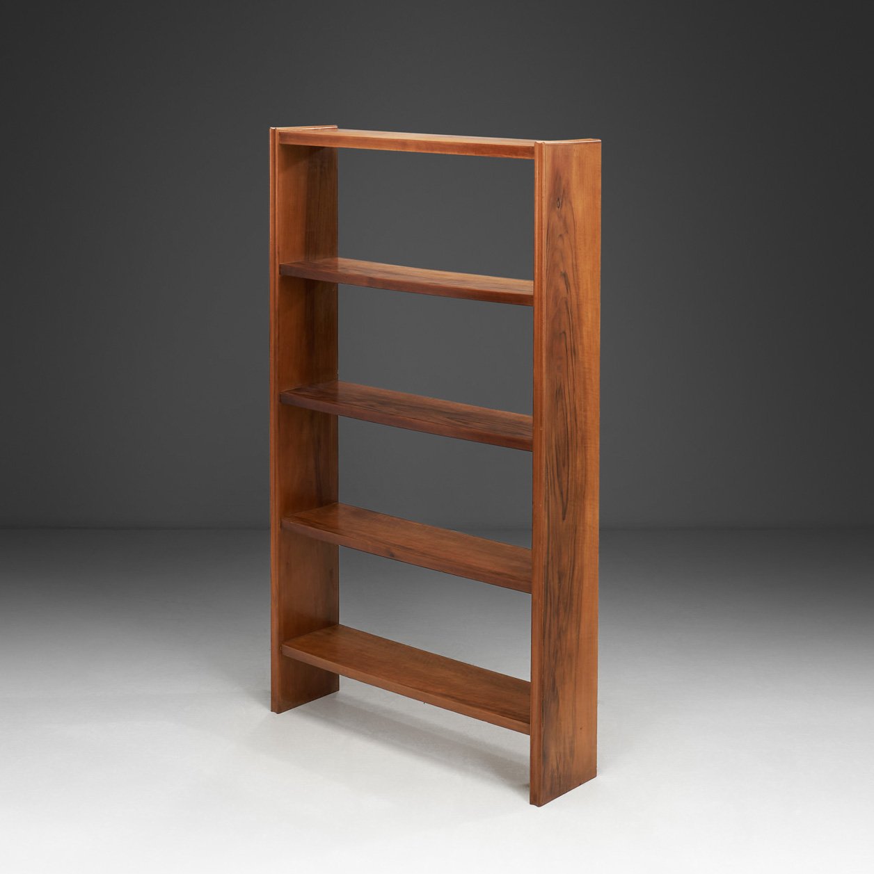 Italian Open Bookcase with Wood Veneer, Italy 1970s