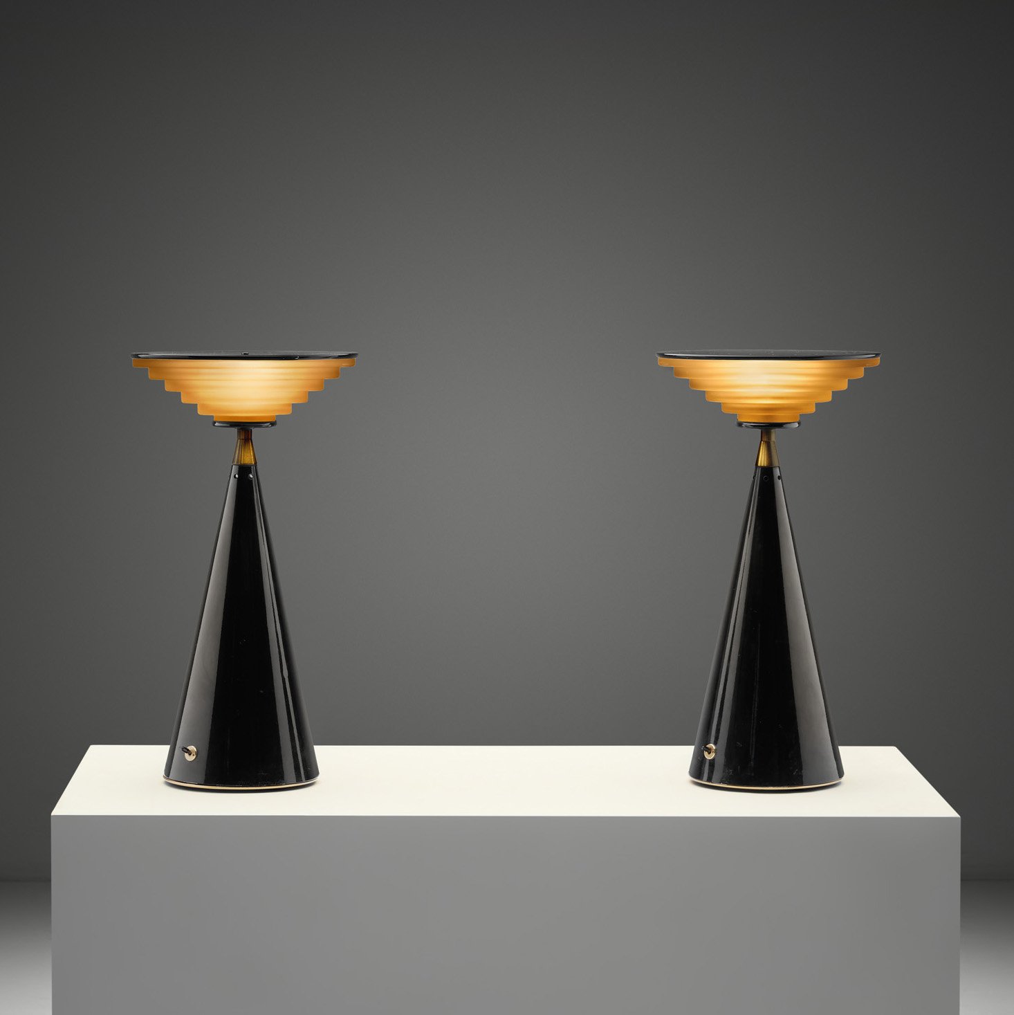 Pair of "Ziggurat" Table Lamps by Shigeaki Asahara for Stilnovo, Italy 1980s (sold)