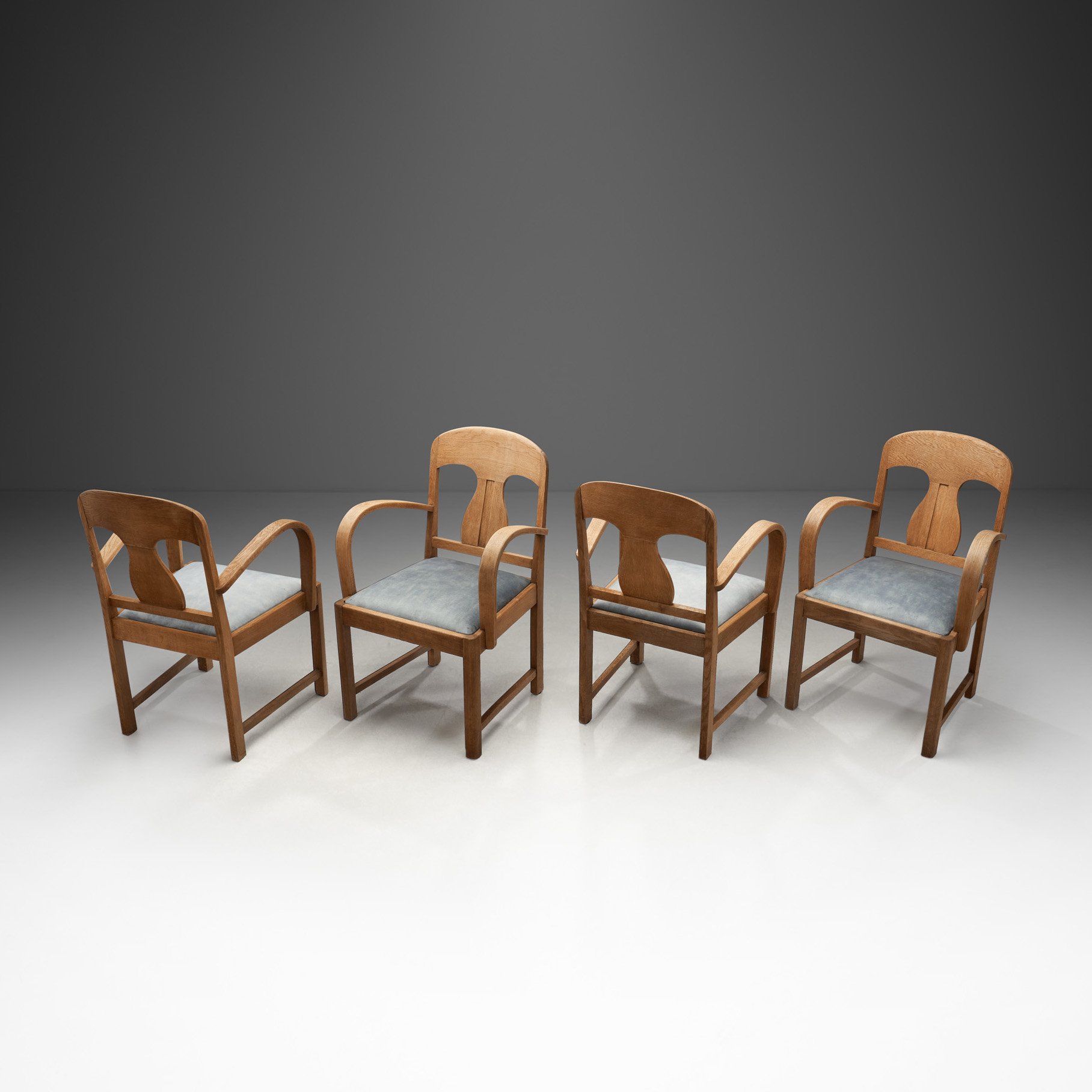 Set of Four Art Deco Dining Chairs, Europe Early 20th Century