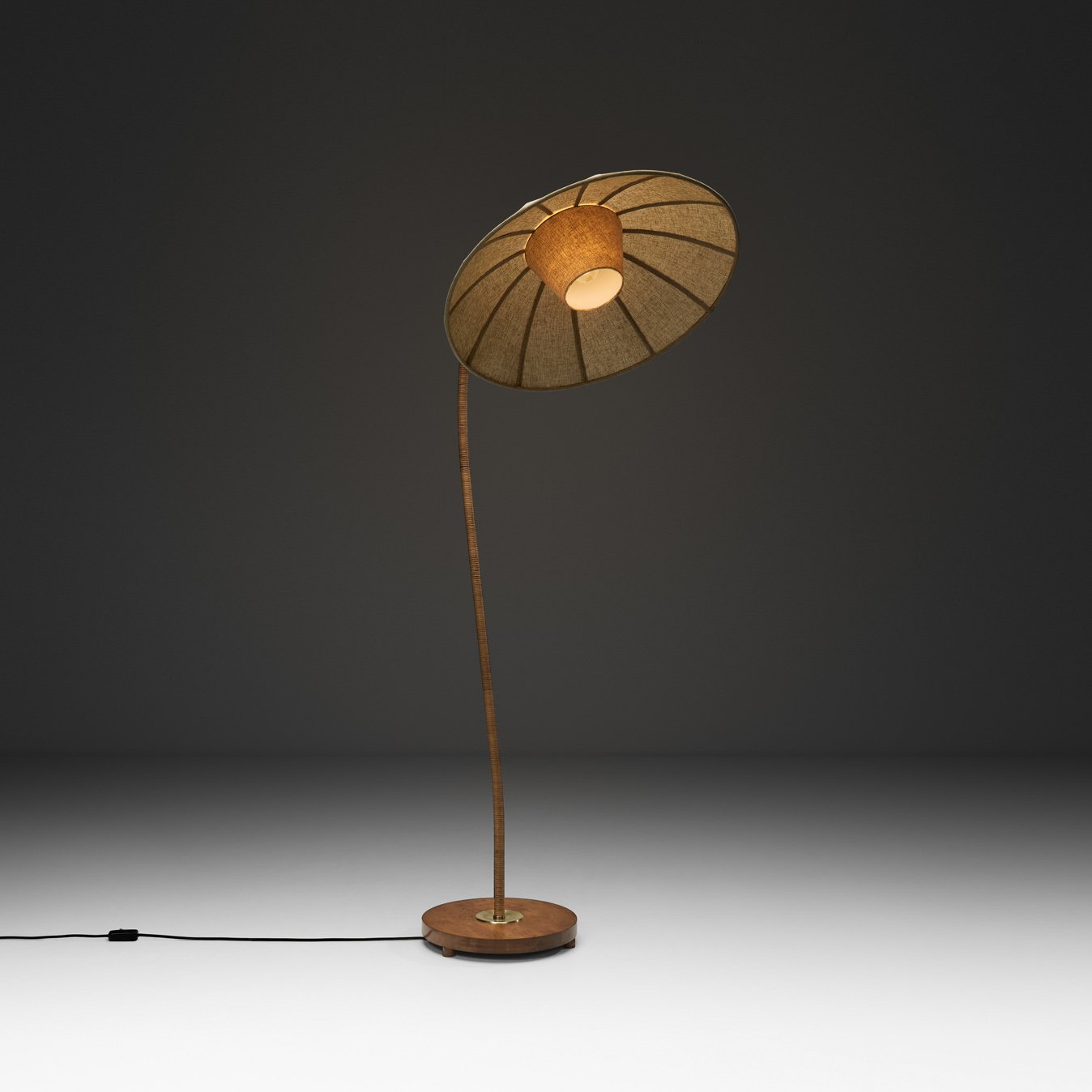 Scandinavian Floor Lamp with Rattan Stem, Sweden First half of the 20th Century