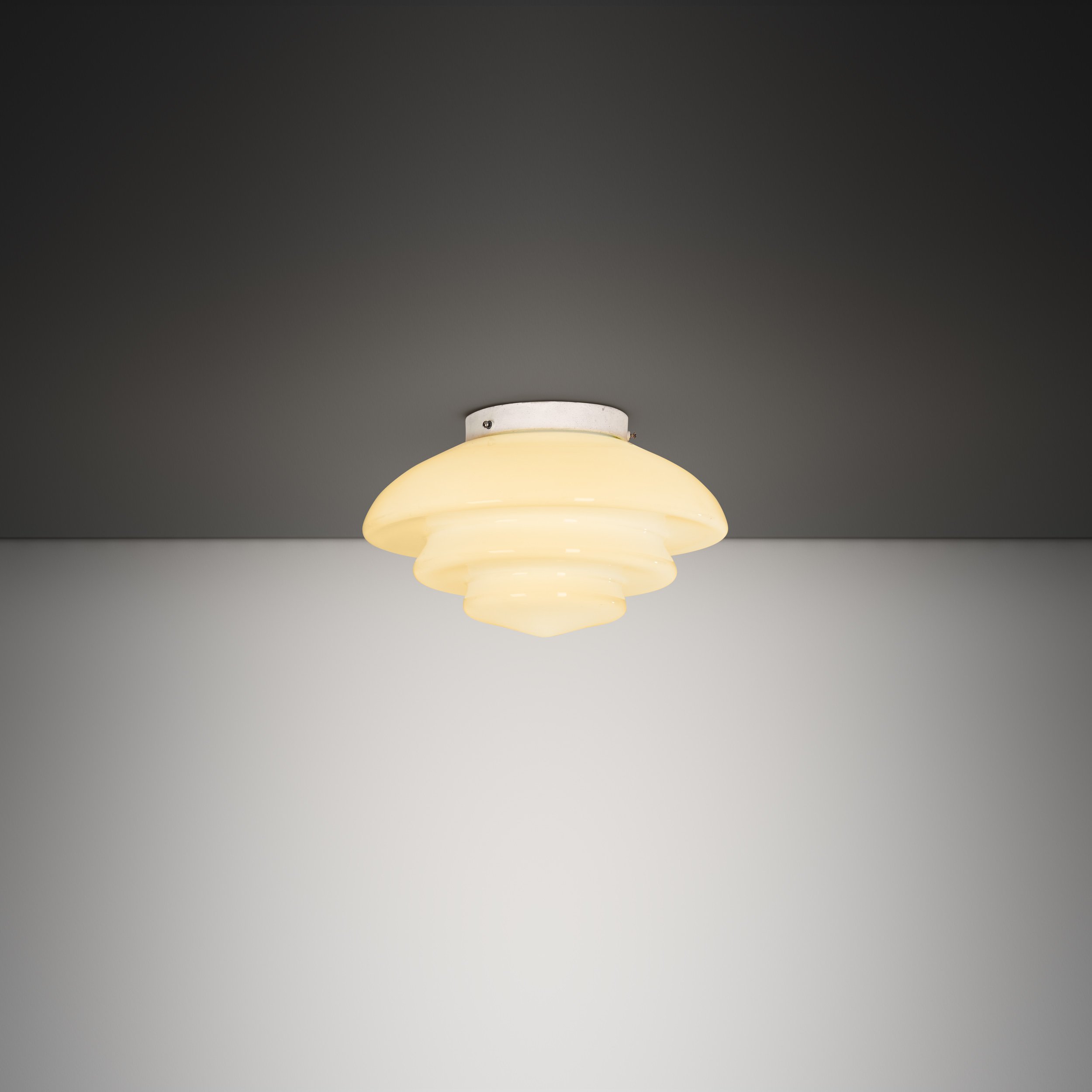 Stepped Opal Glass Flush Mount by Taito, Finland Mid-20th Century