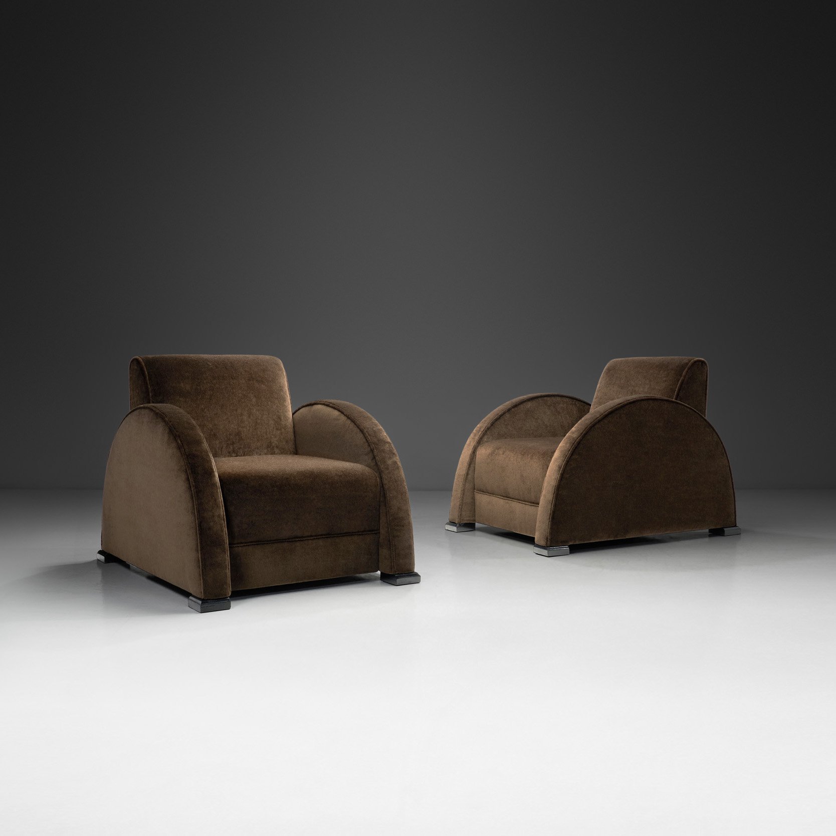 Pair of Geometric Art Deco Armchairs, France first half of the 20th Century (sold)