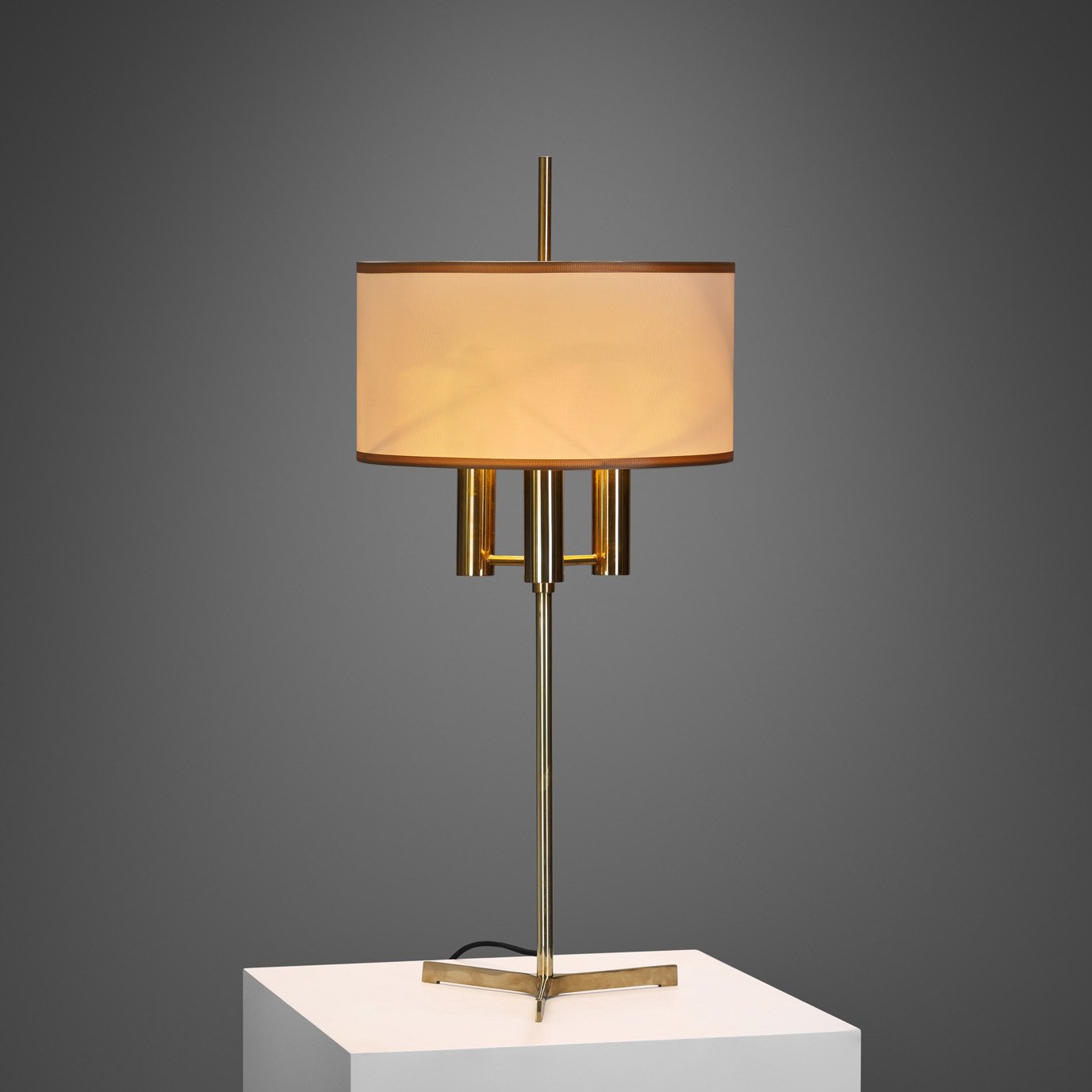 Danish Brass Table Lamp with Tripod Base, Denmark 20th century