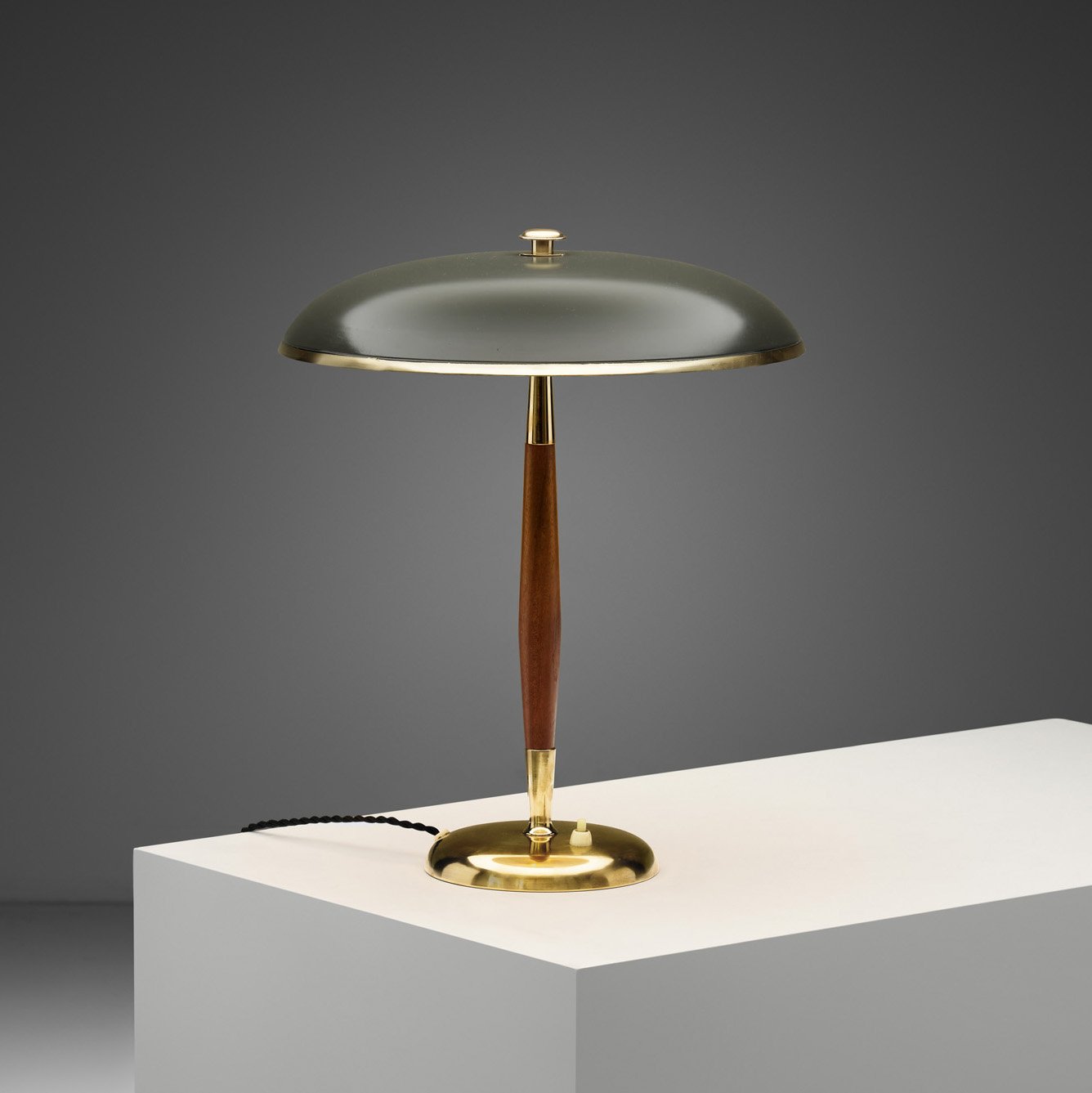 Model "B8453" Brass and Wood Table Lamp for Boréns, Sweden 1930s
