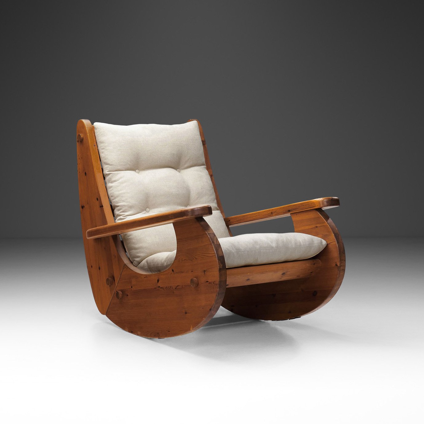 Large Pine Wood Rocking Chair, Germany 1970s