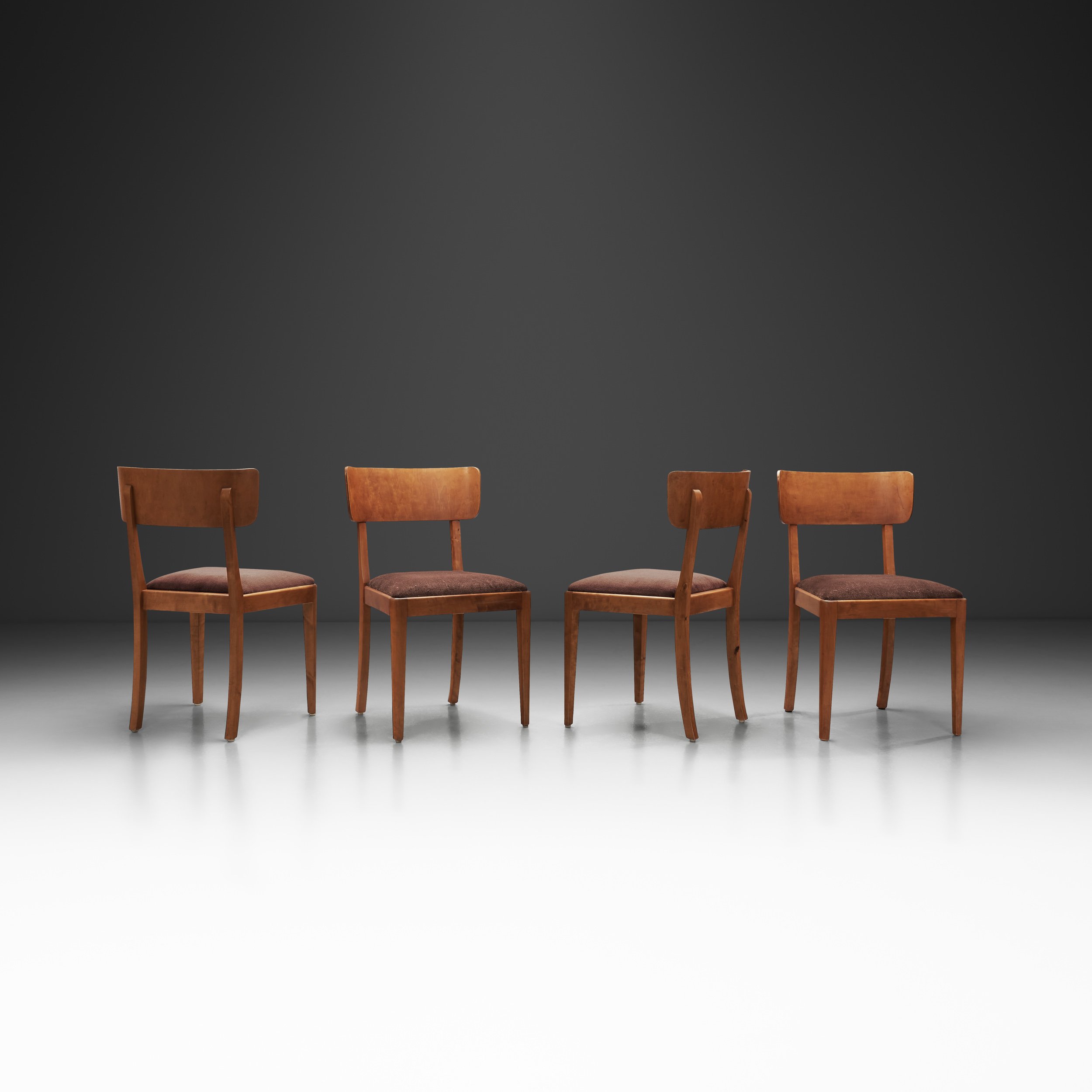 Set of Four Birch Dining Chairs, Sweden 1940s