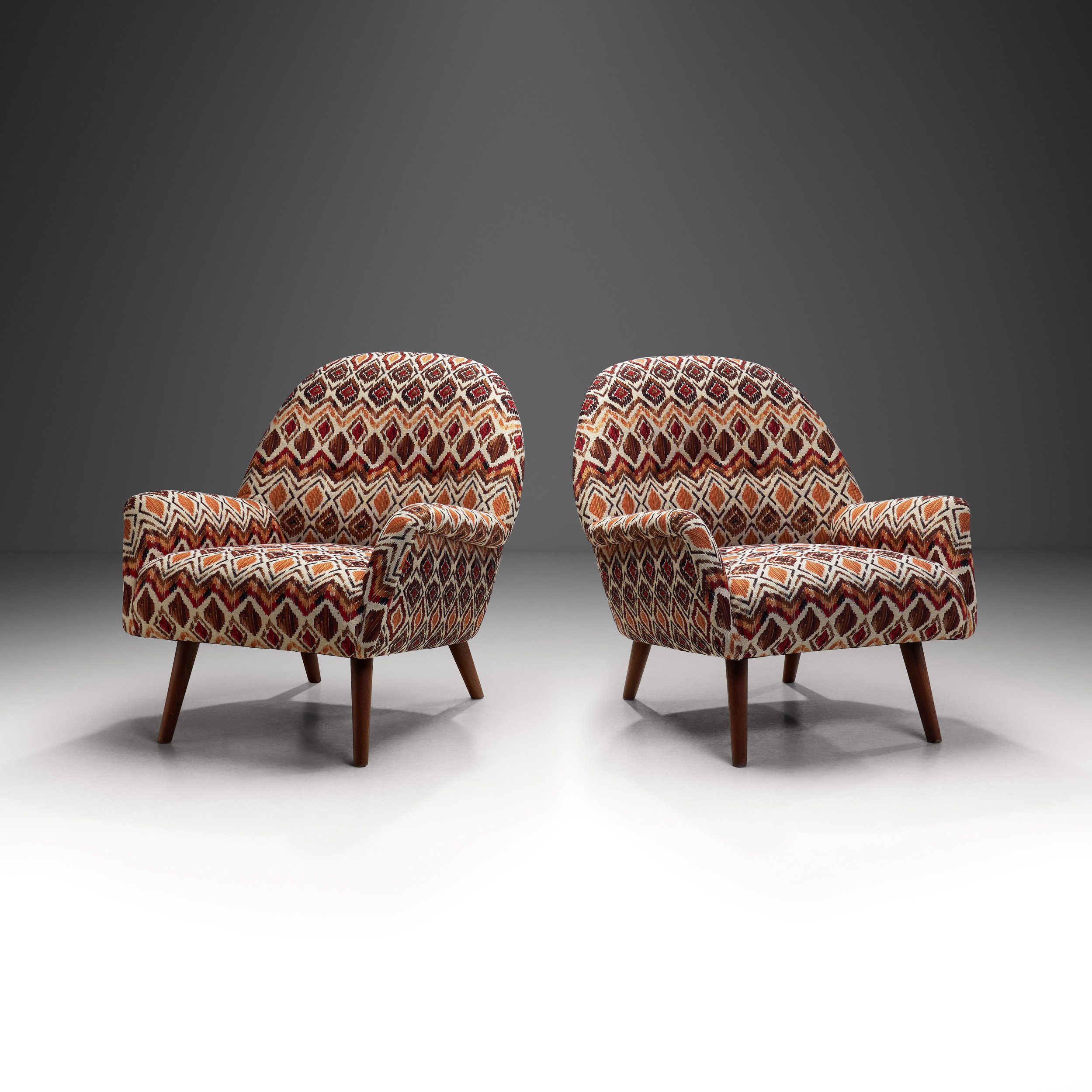 A Pair of Lounge Chairs in Kelim Upholstery, Europe ca 1960s
