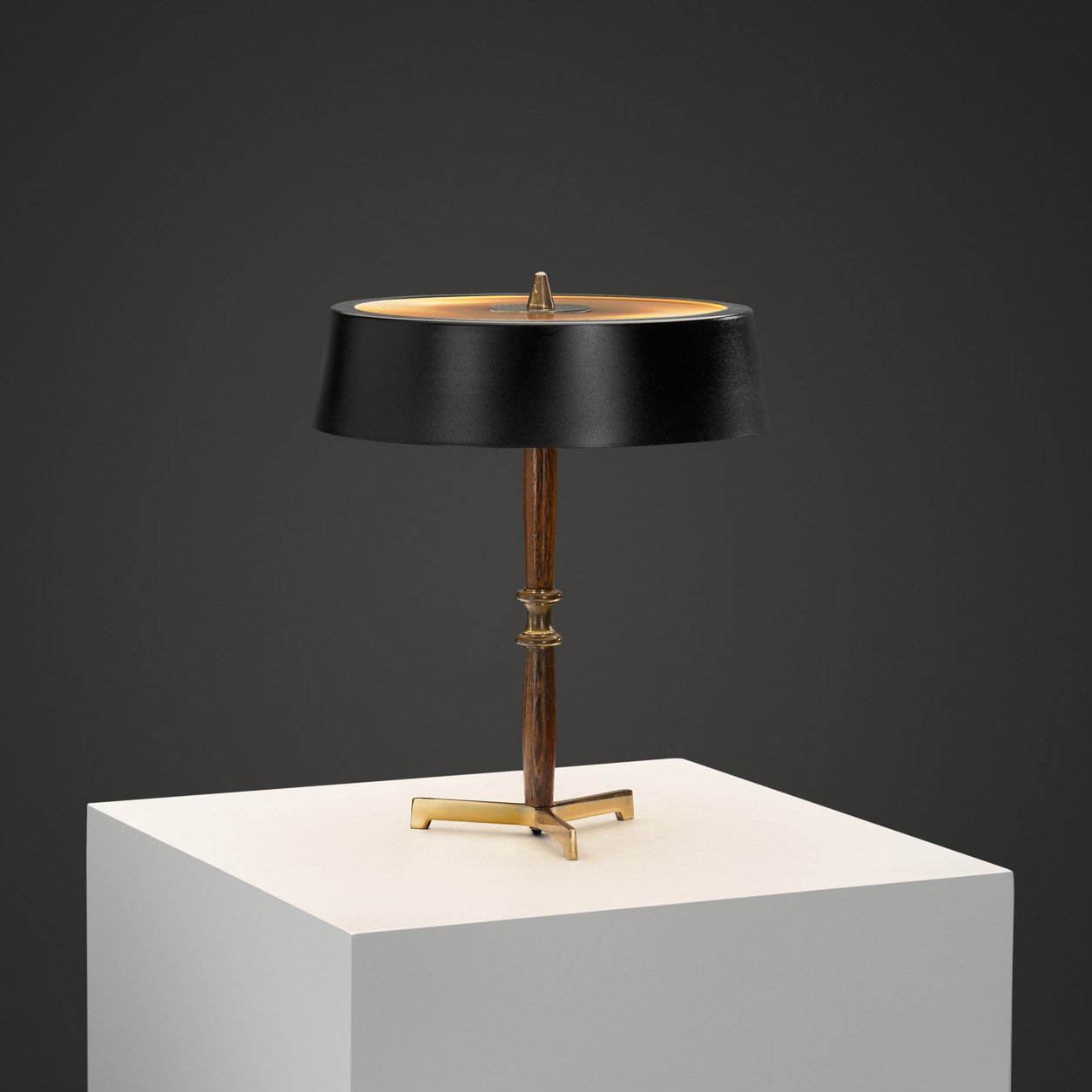 Metal and Wood Tripod Table Lamp, Europe ca 1960s