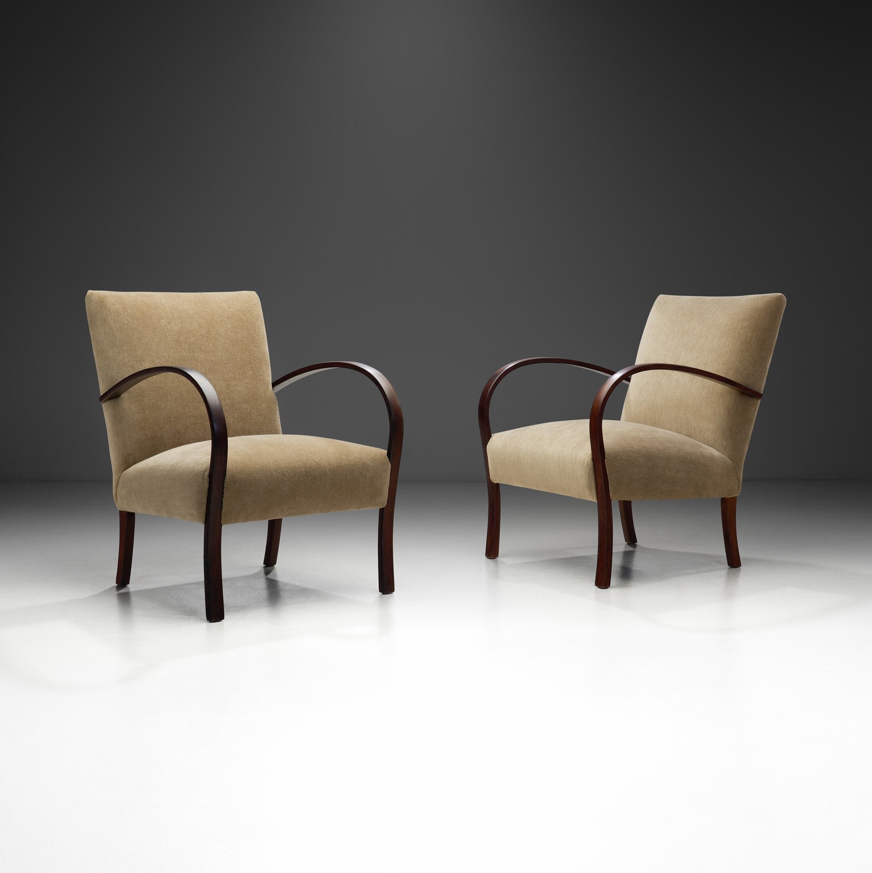 Pair of Swedish Modern Beech Armchairs, Sweden circa 1940s