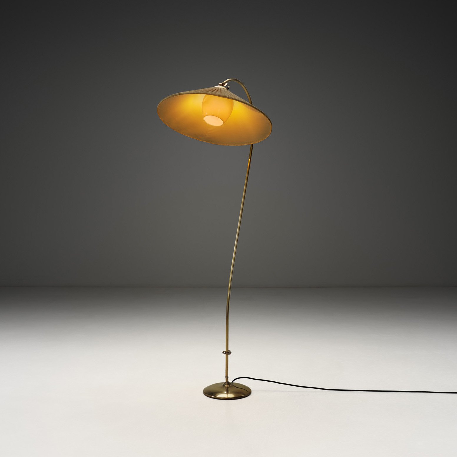 Curved Brass Floor Lamp, Europe Mid-20th Century (sold)
