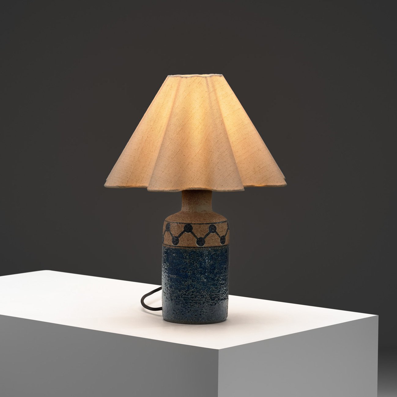 Partially Glazed Stoneware Table Lamp by Søholm, Denmark Second half of the 20th Century