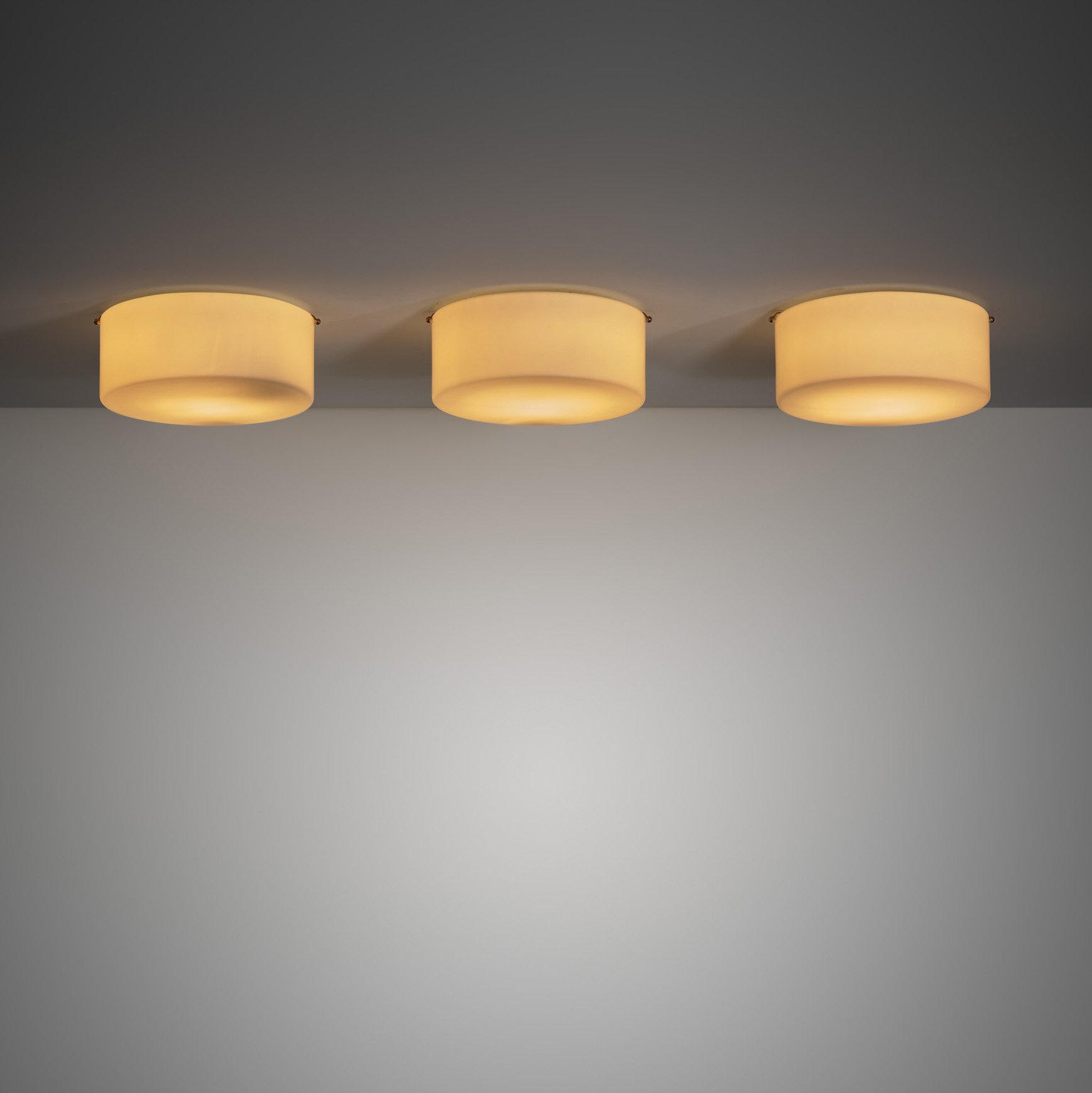 Set of Three Opal Glass Ceiling Lights by Fog & Mørup, Denmark 1970s (sold)