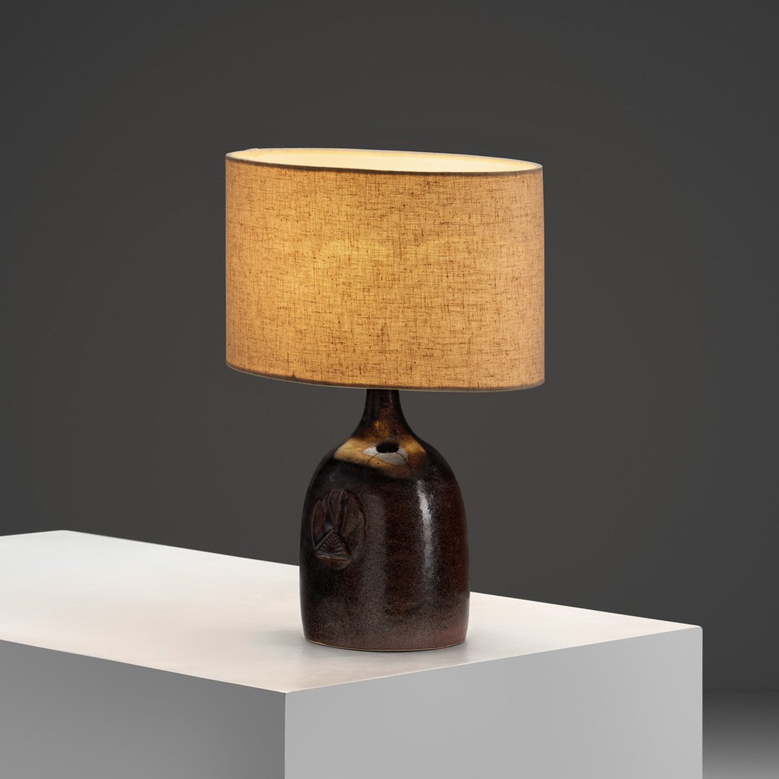 Dark Stoneware Table Lamp by Finn Lynggaard for Søholm, Denmark Second half of the 20th century