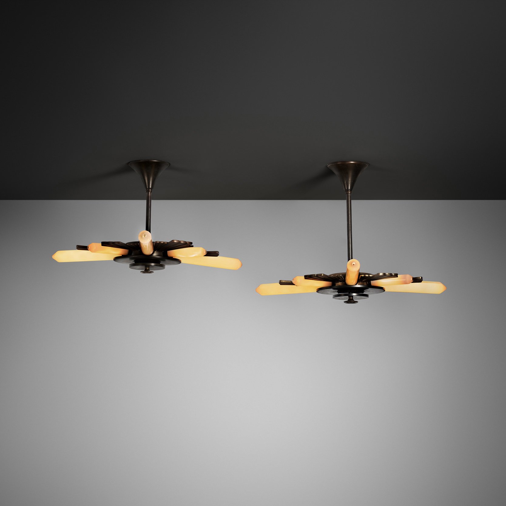 Pair of Model "E8655" Ceiling Lights by Fog & Mørup, Denmark ca 1940s