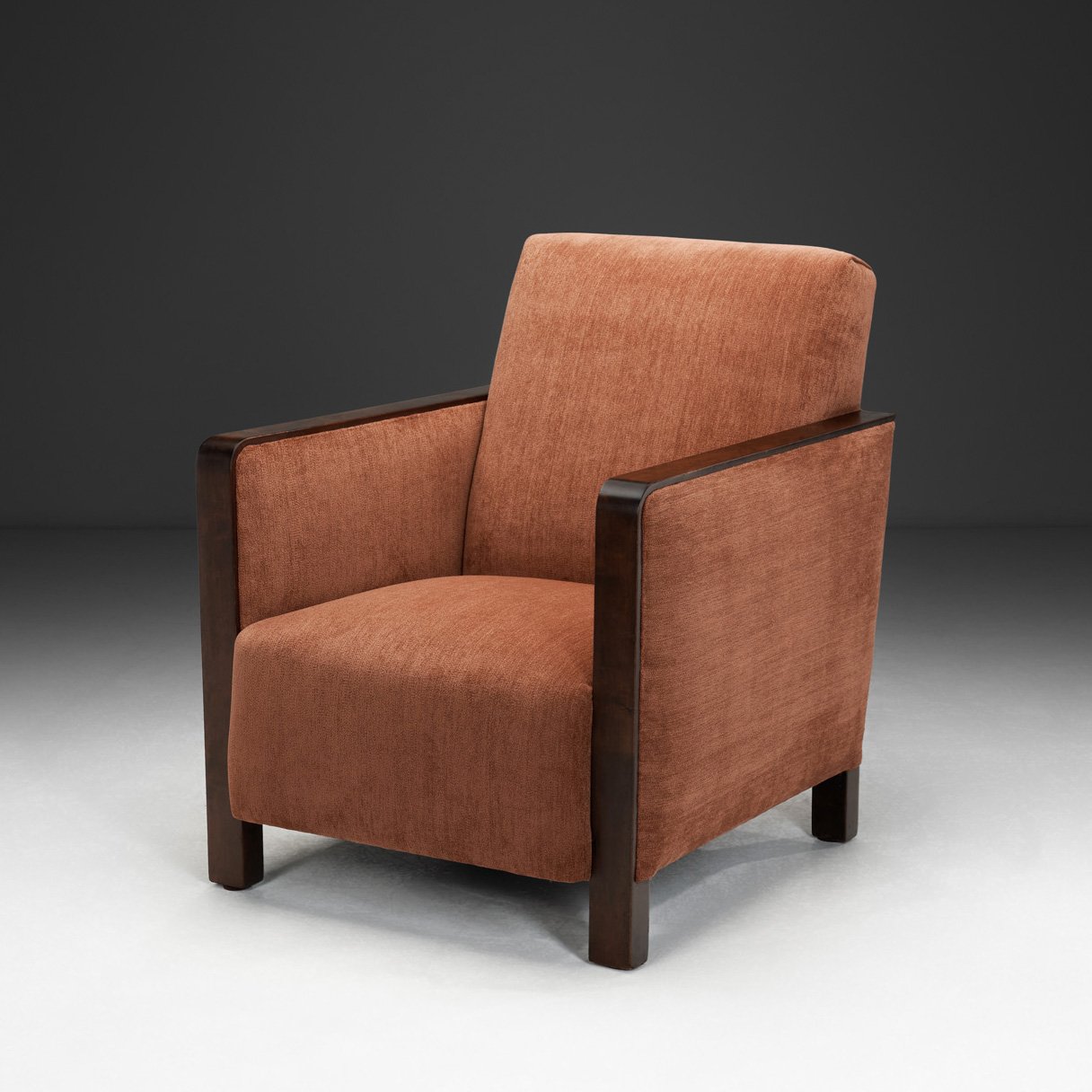 Armchair Upholstered in Burnt Orange Fabric, Sweden 1930s