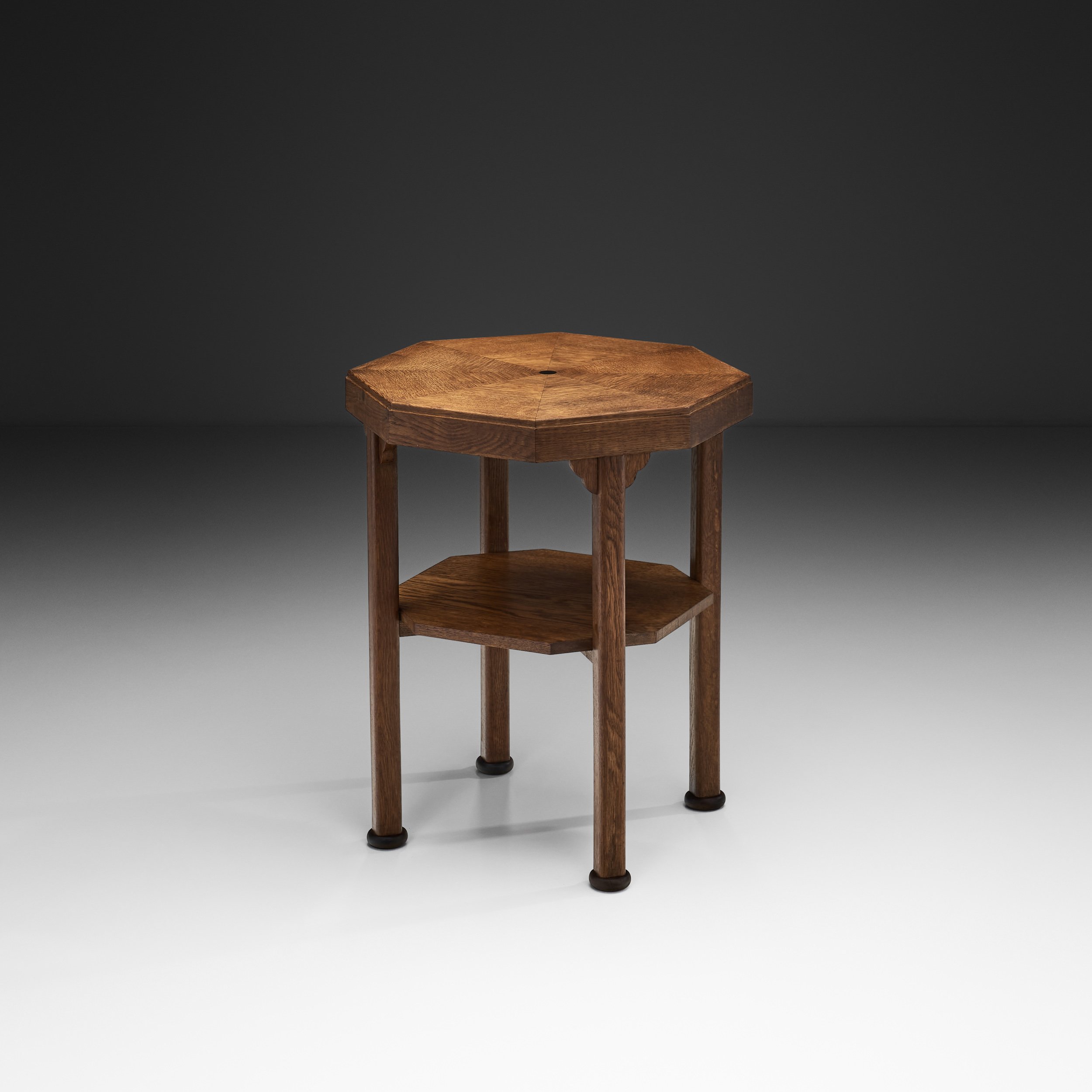 Art Deco Wooden Octagon Side Table, Europe Mid-20th Century