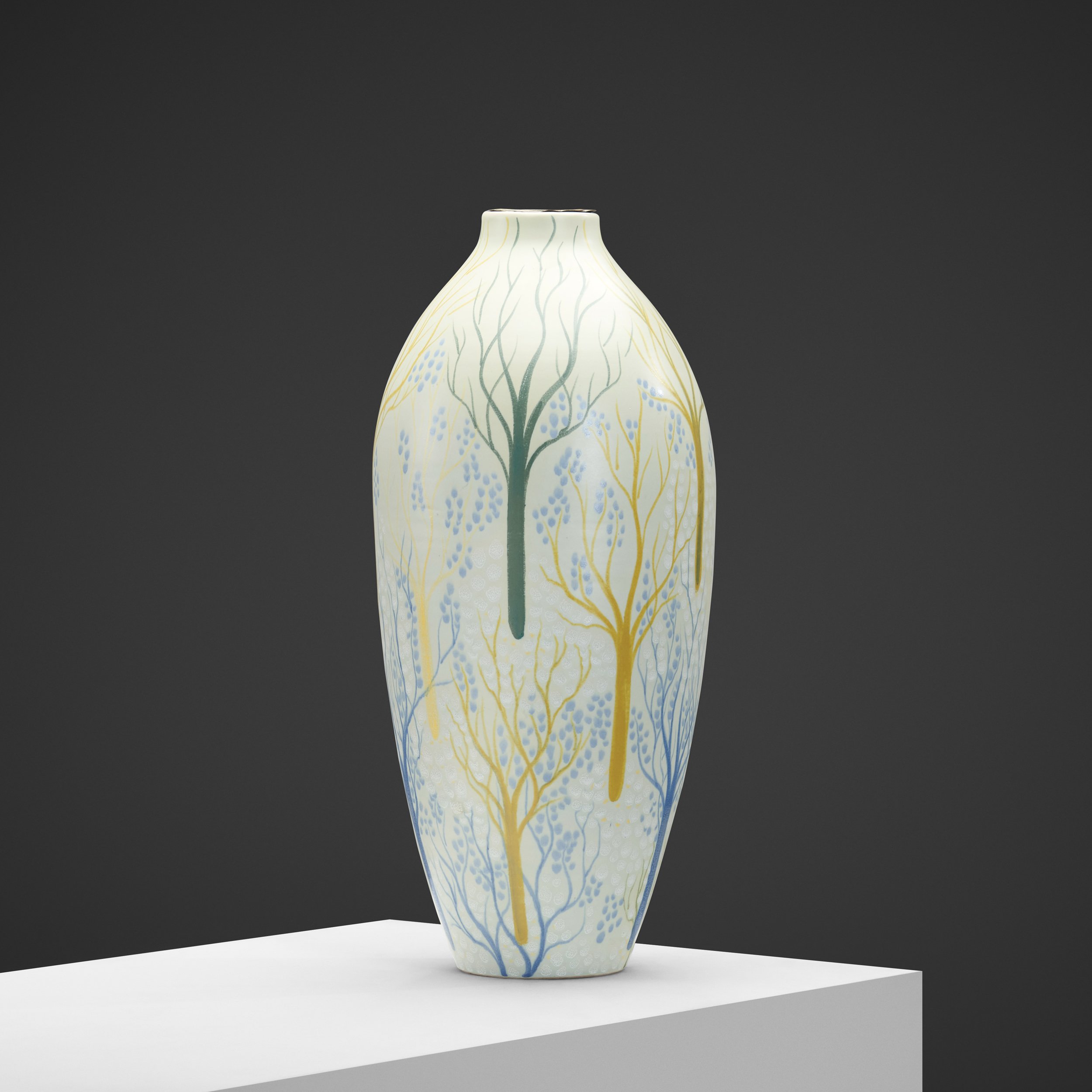 Model "8003 Vår" Glazed Earthenware Floor Vase by Maud Fredin-Fredholm for Bo Fajans, Sweden 1940s