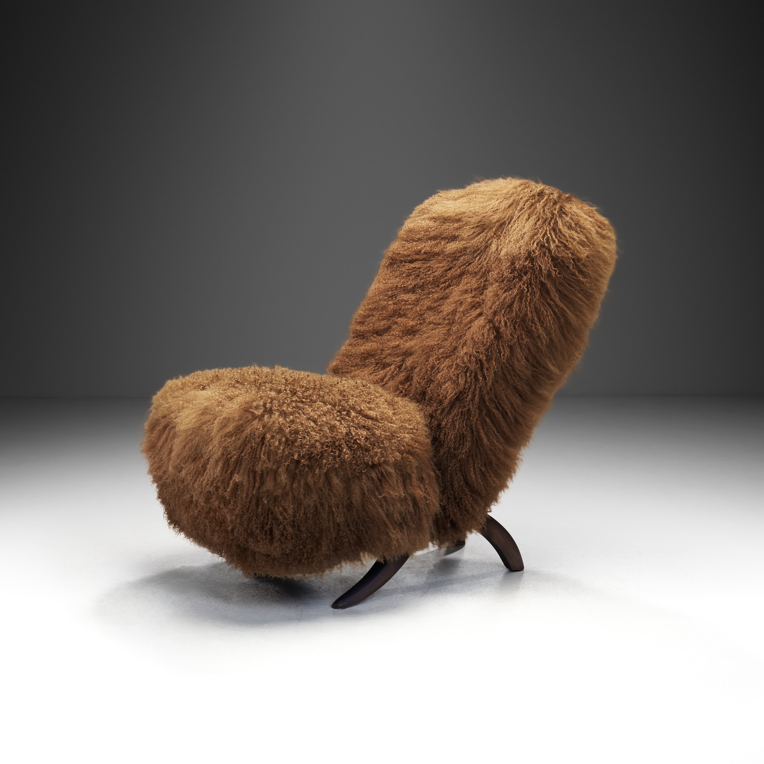 "Congo" Lounge Chair in Mongolian Shearling by Theo Ruth for Artifort, The Netherlands 1950s