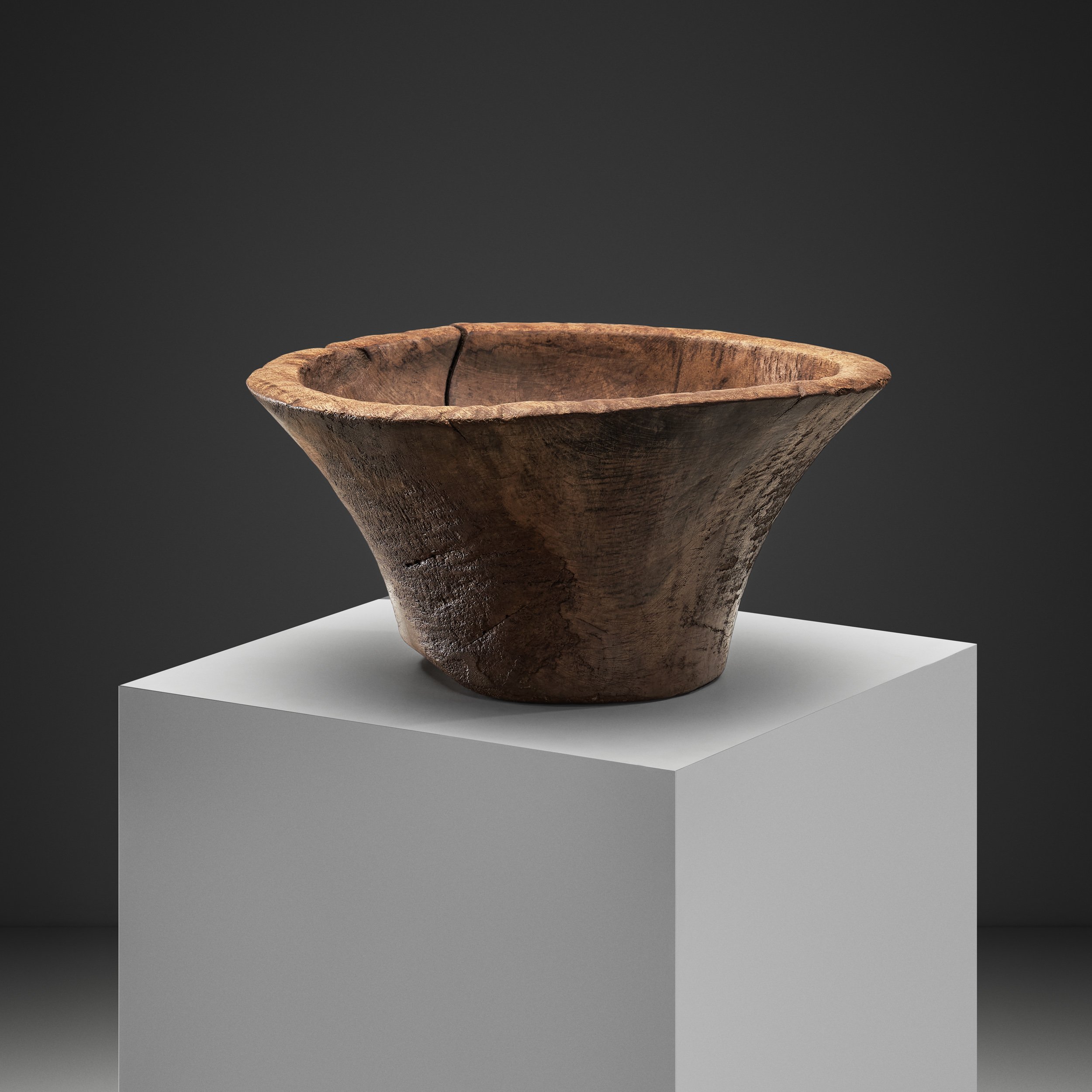Large Wabi Sabi Wooden Bowl, Indonesia Early 19th Century