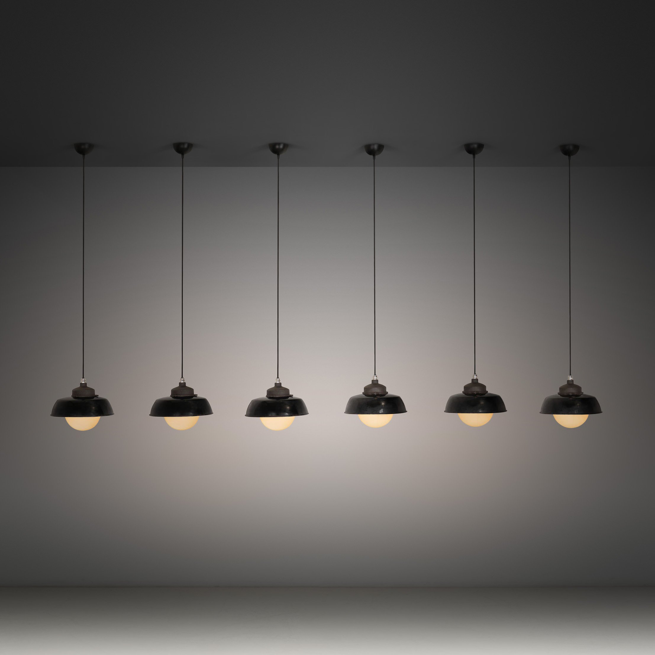 Set of Six Paavo Tynell Hanging Lamps for Taito, Finland ca 1930s