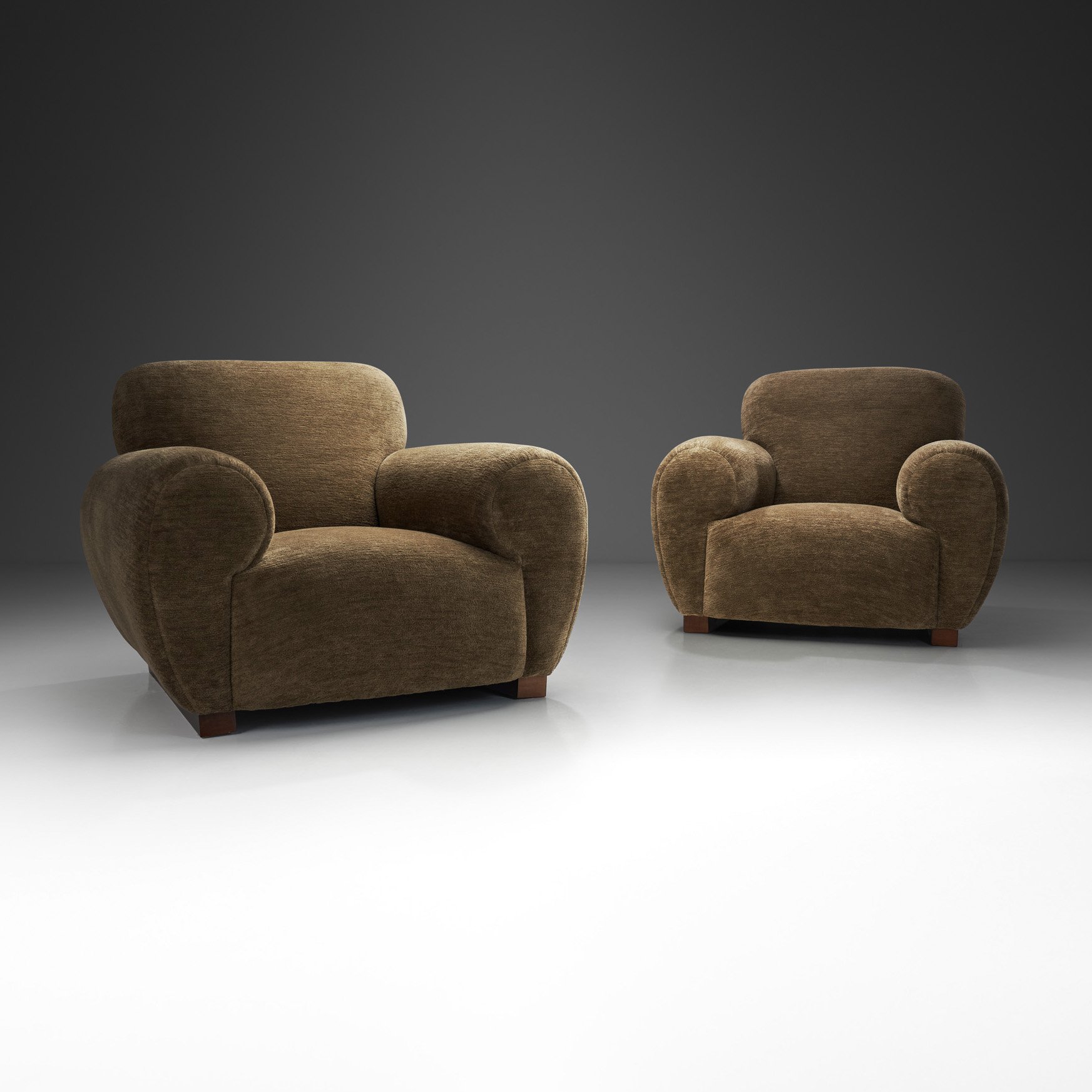 Pair of Art Deco Club Chairs by De Coene Frères, Belgium 20th Century