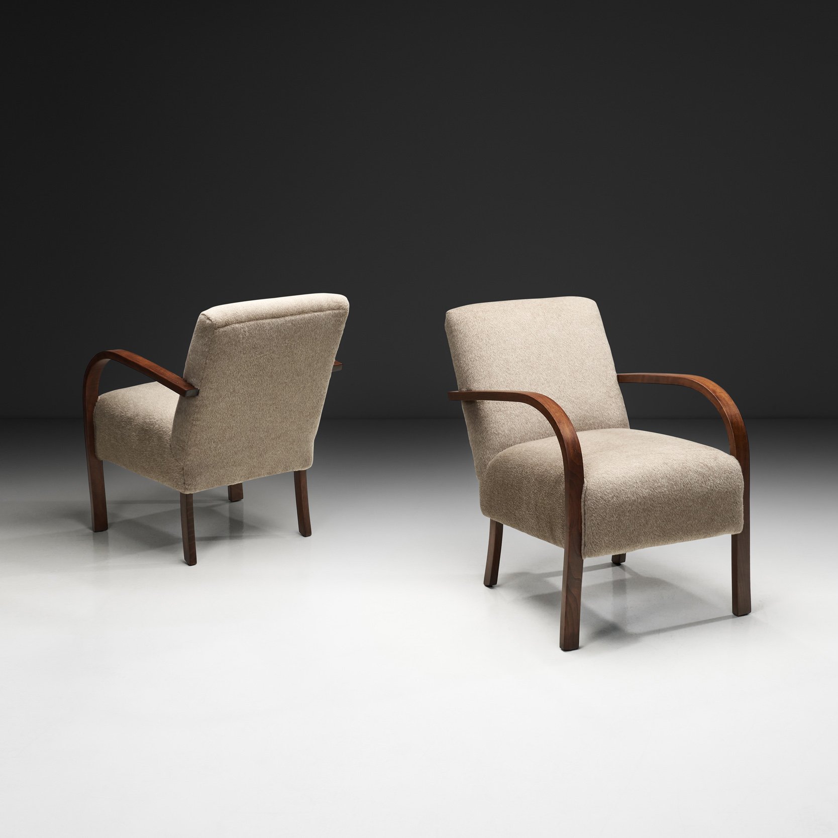 Pair of Stained Beech Armchairs, Denmark ca 1930s